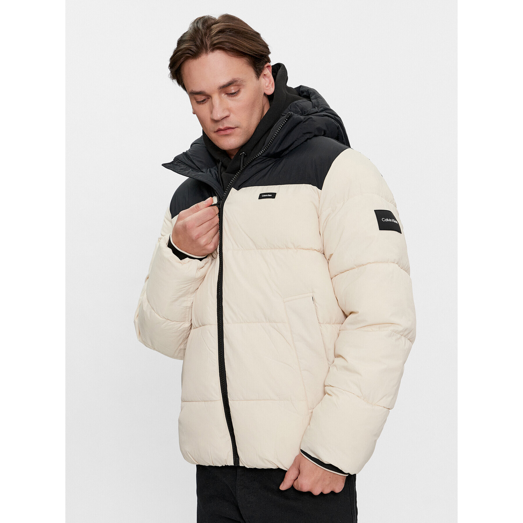 Calvin Klein Пухено яке Crinkle K10K112227 Бежов Regular Fit - Pepit.bg