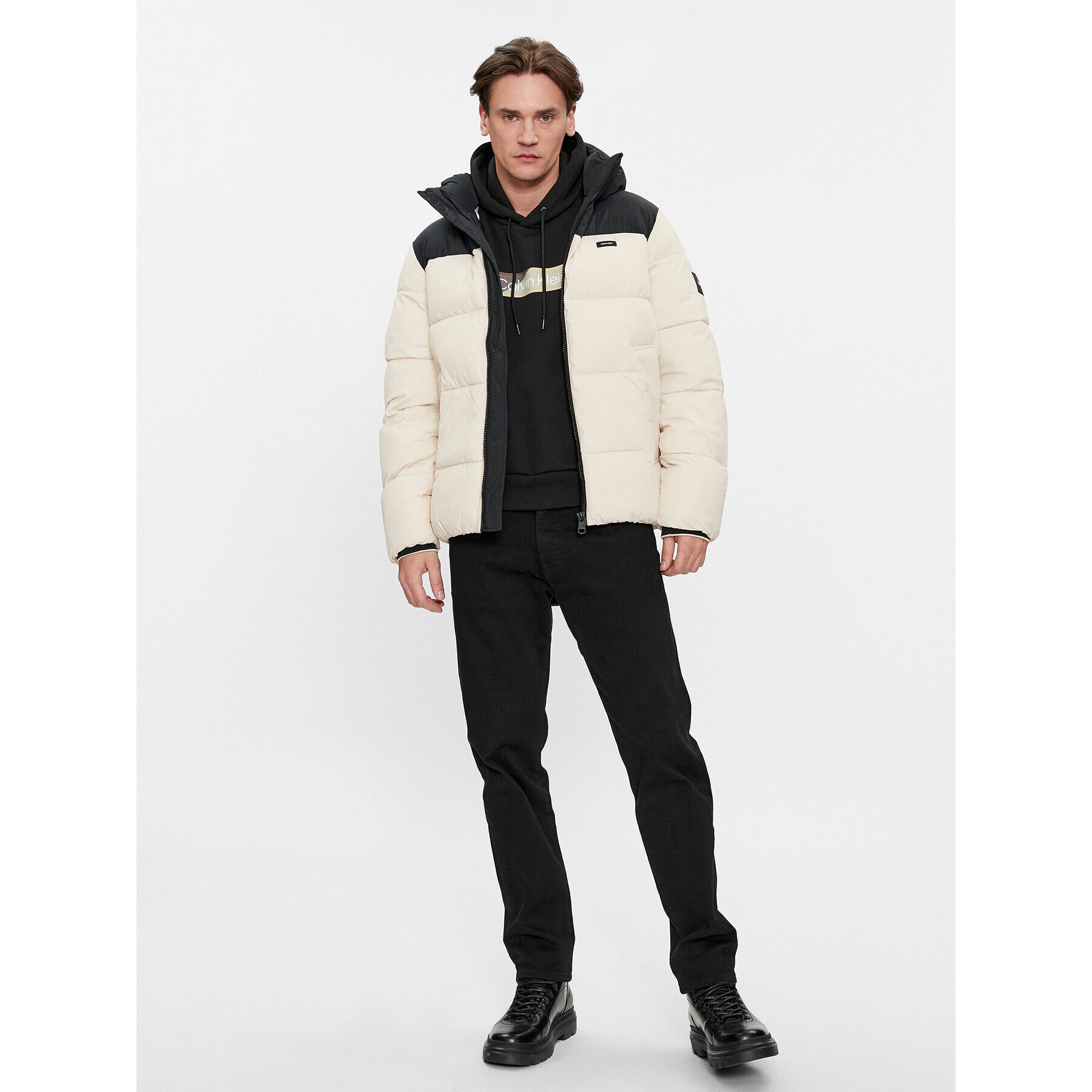 Calvin Klein Пухено яке Crinkle K10K112227 Бежов Regular Fit - Pepit.bg