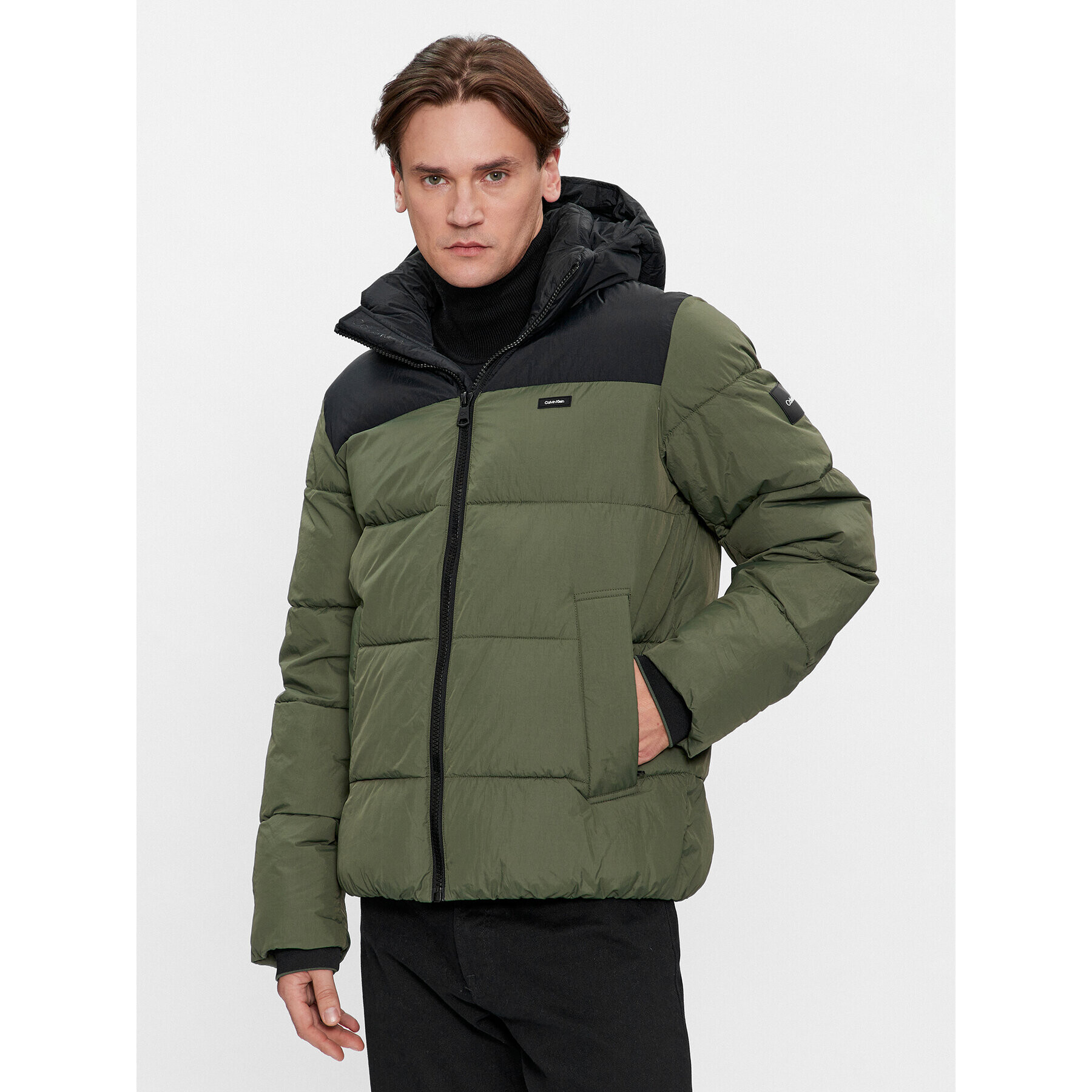 Calvin Klein Пухено яке Crinkle K10K112227 Зелен Regular Fit - Pepit.bg