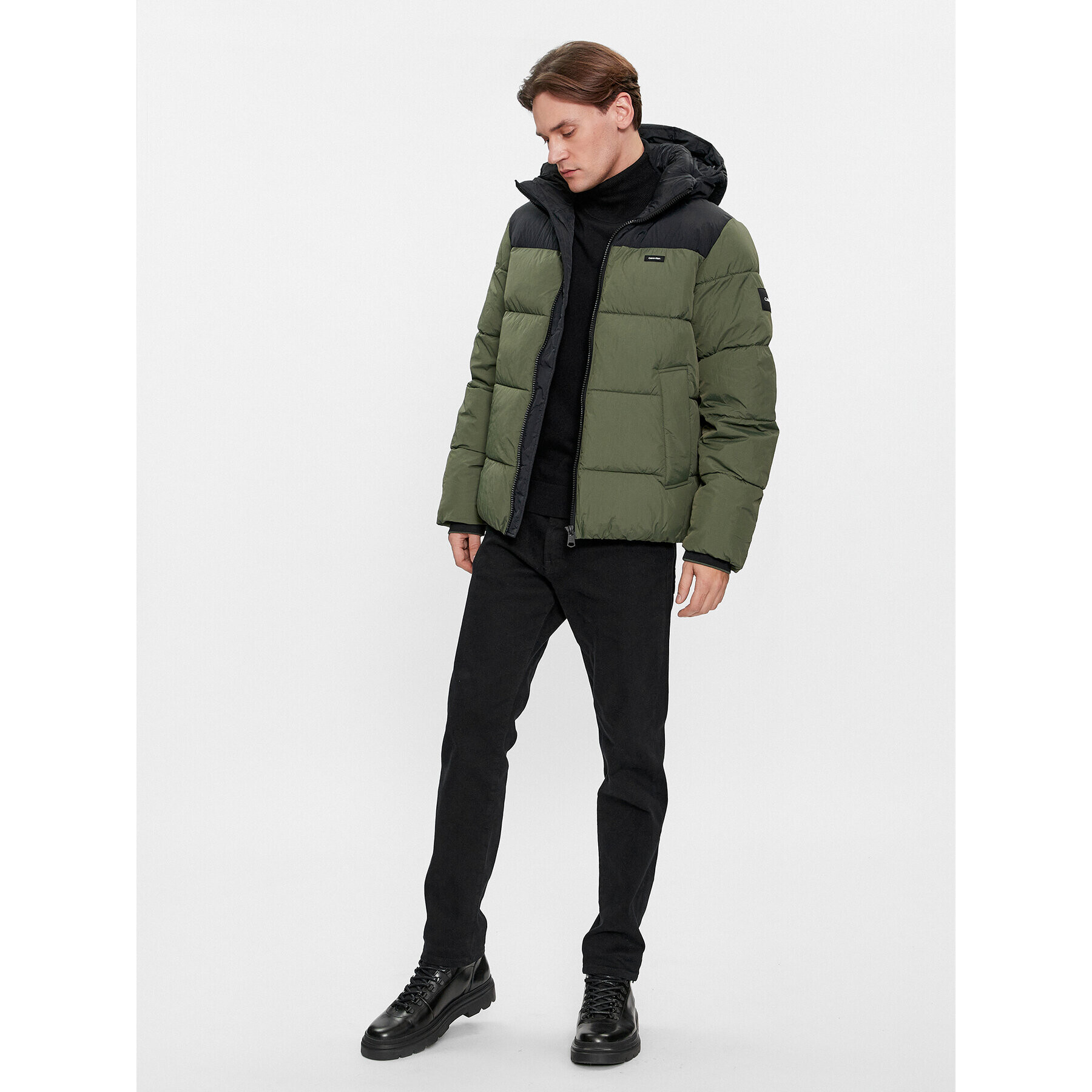 Calvin Klein Пухено яке Crinkle K10K112227 Зелен Regular Fit - Pepit.bg