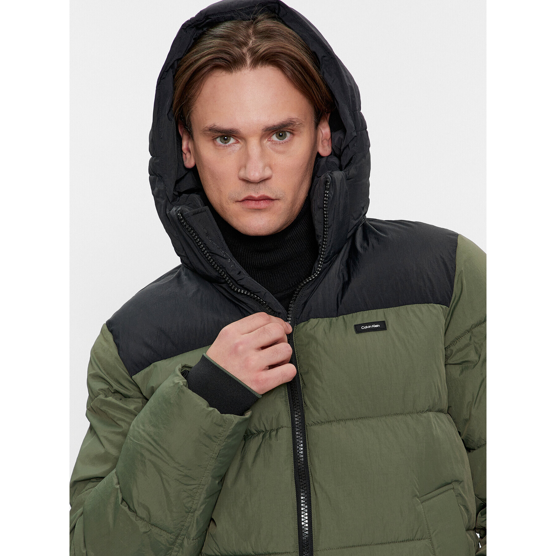 Calvin Klein Пухено яке Crinkle K10K112227 Зелен Regular Fit - Pepit.bg