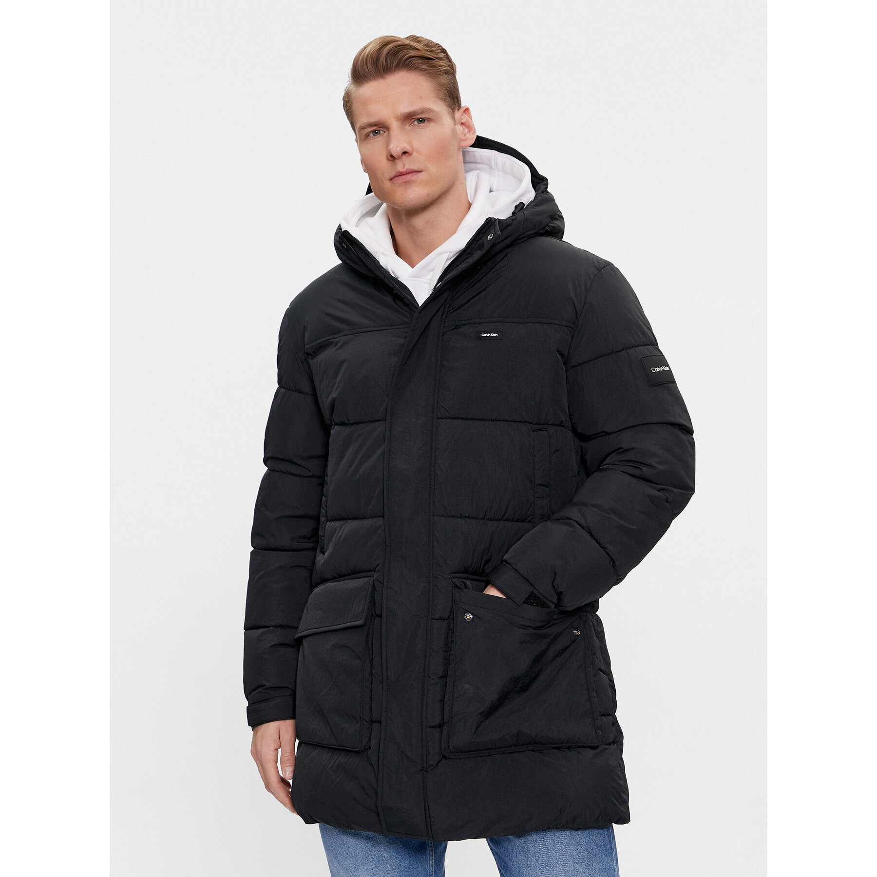Calvin Klein Пухено яке Crinkle K10K112228 Черен Regular Fit - Pepit.bg