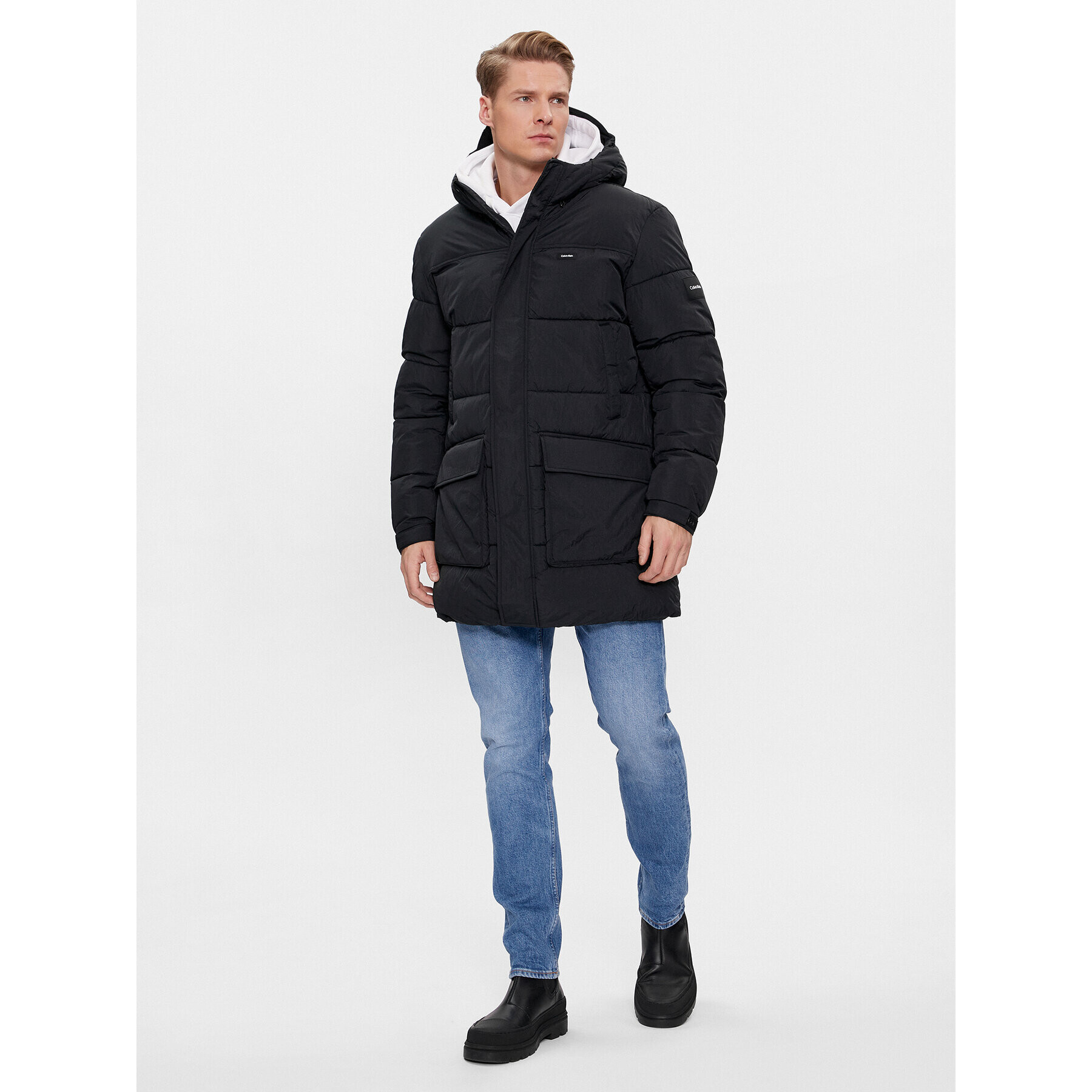 Calvin Klein Пухено яке Crinkle K10K112228 Черен Regular Fit - Pepit.bg