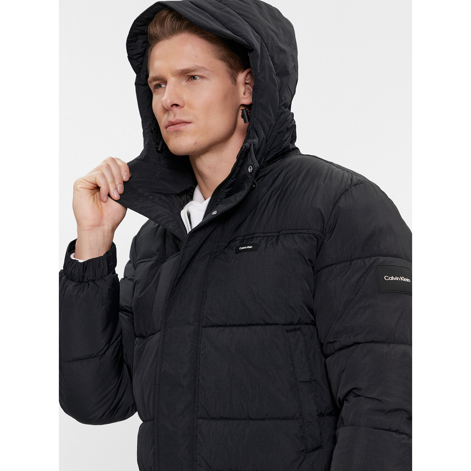 Calvin Klein Пухено яке Crinkle K10K112228 Черен Regular Fit - Pepit.bg