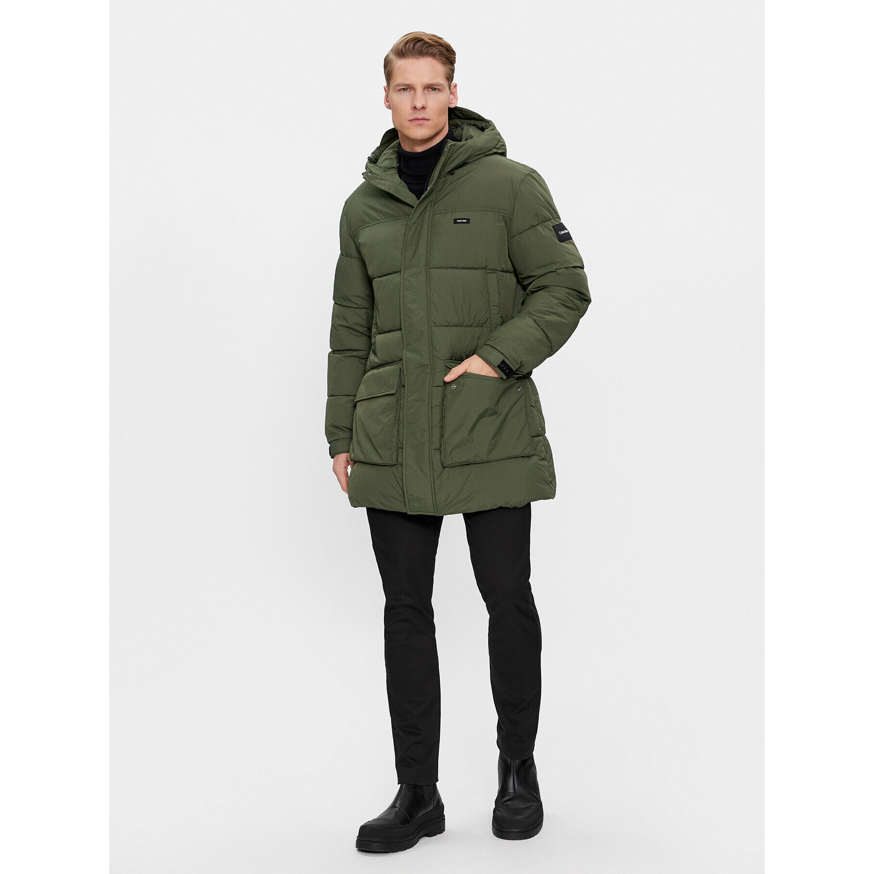 Calvin Klein Пухено яке Crinkle K10K112228 Зелен Regular Fit - Pepit.bg