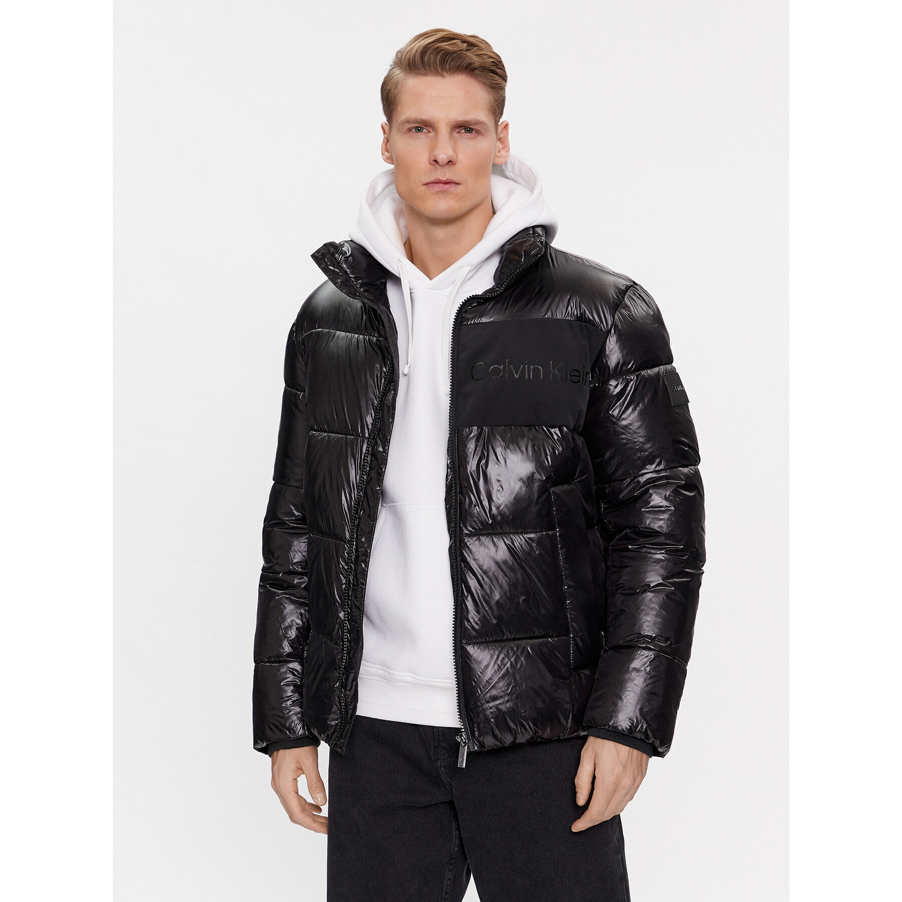 Calvin Klein Пухено яке Glossy K10K112739 Черен Regular Fit - Pepit.bg
