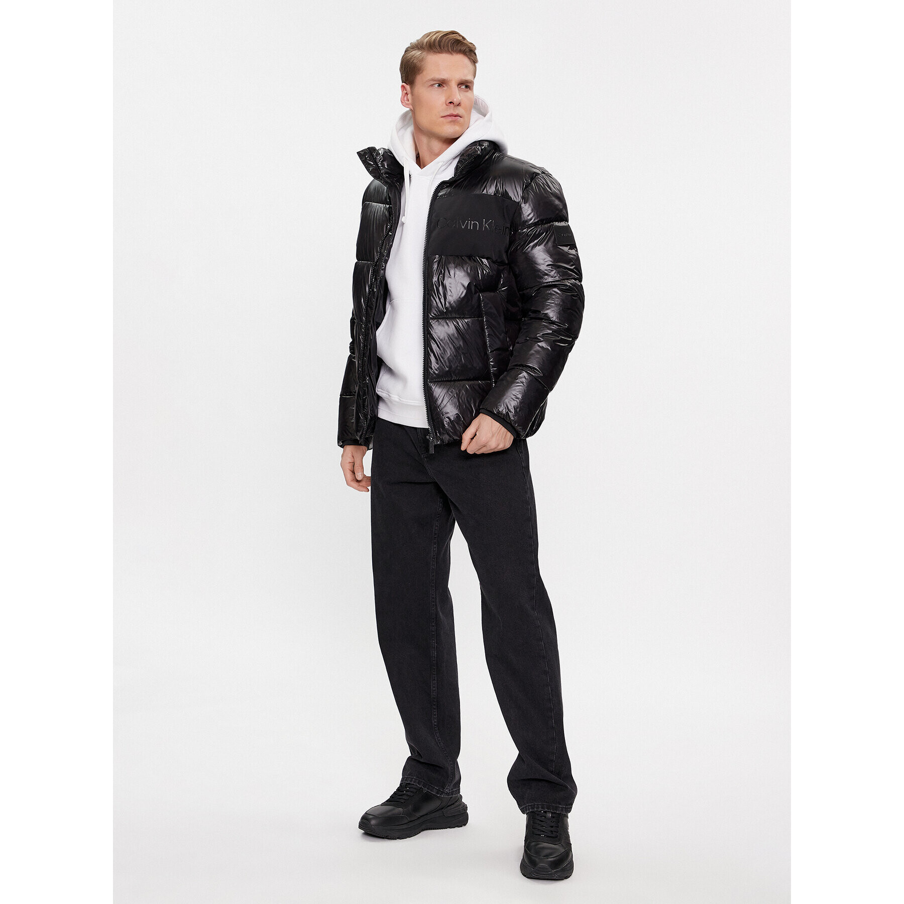 Calvin Klein Пухено яке Glossy K10K112739 Черен Regular Fit - Pepit.bg