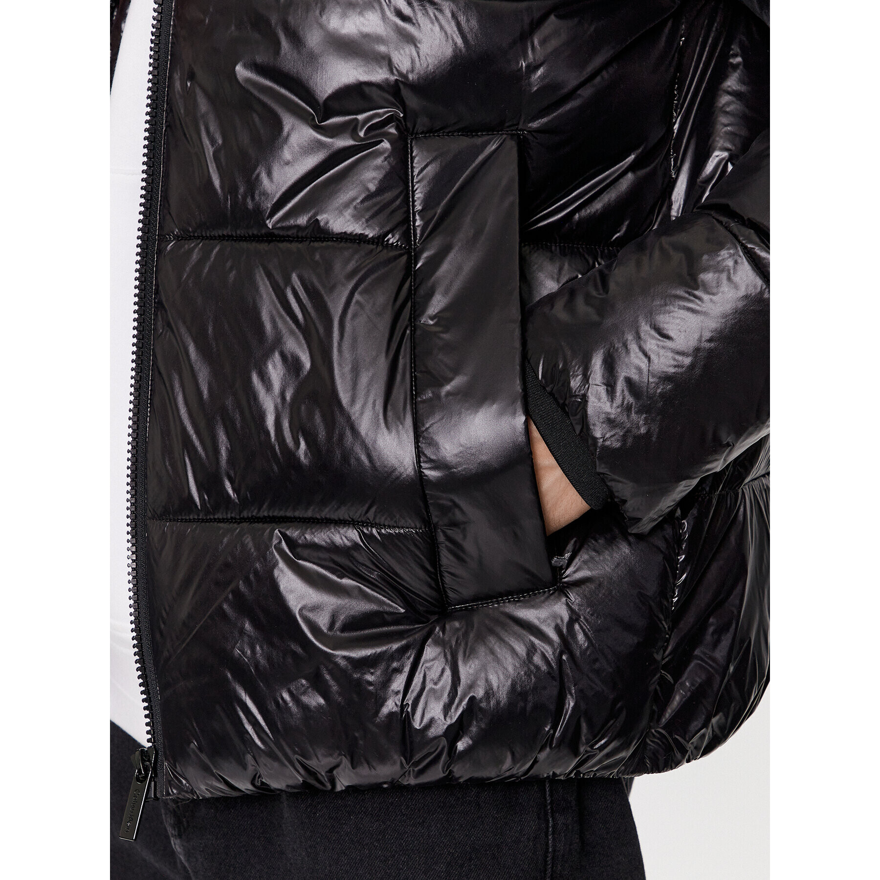 Calvin Klein Пухено яке Glossy K10K112739 Черен Regular Fit - Pepit.bg