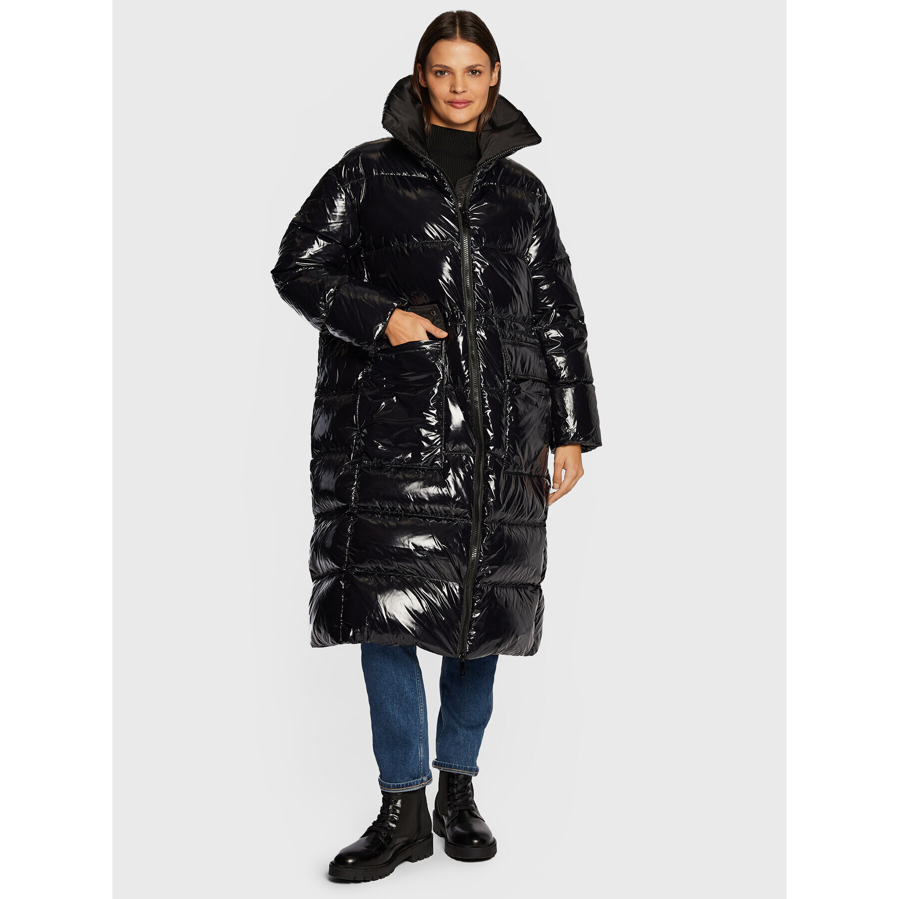 Calvin Klein Пухено яке High Shine K20K204687 Черен Regular Fit - Pepit.bg