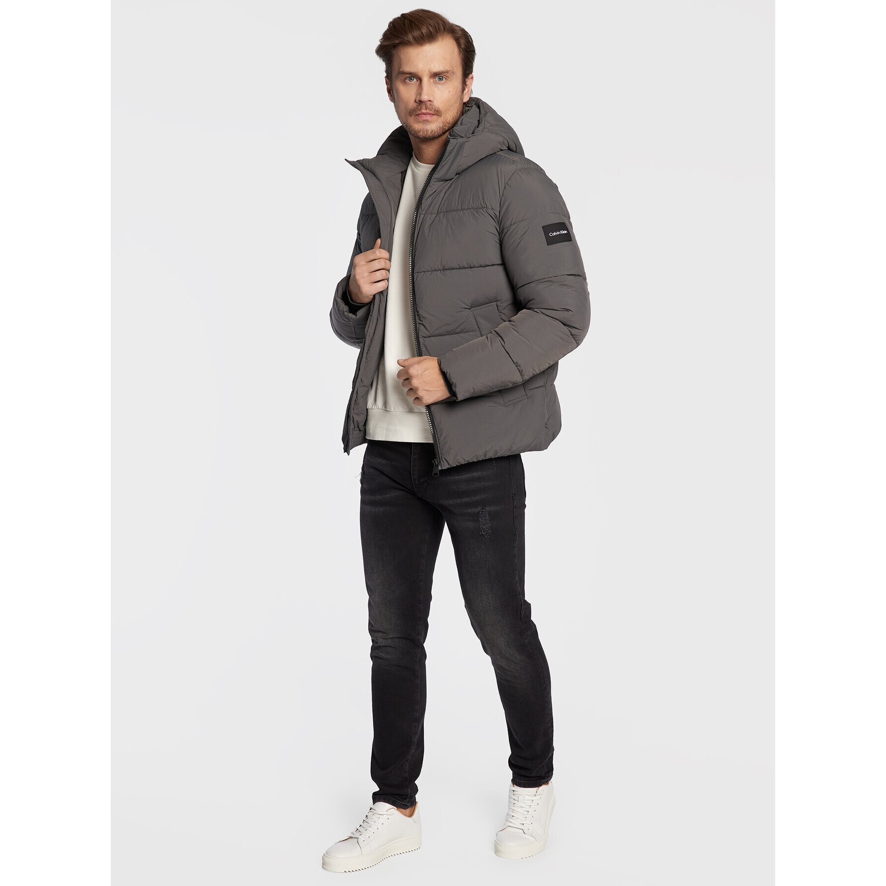 Calvin Klein Пухено яке K10K110336 Сив Regular Fit - Pepit.bg