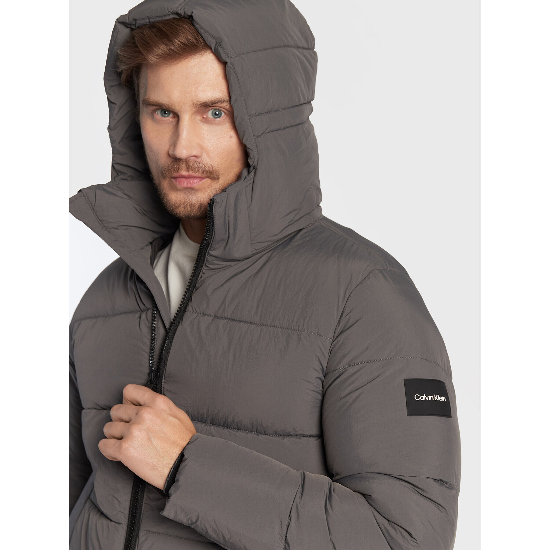 Calvin Klein Пухено яке K10K110336 Сив Regular Fit - Pepit.bg