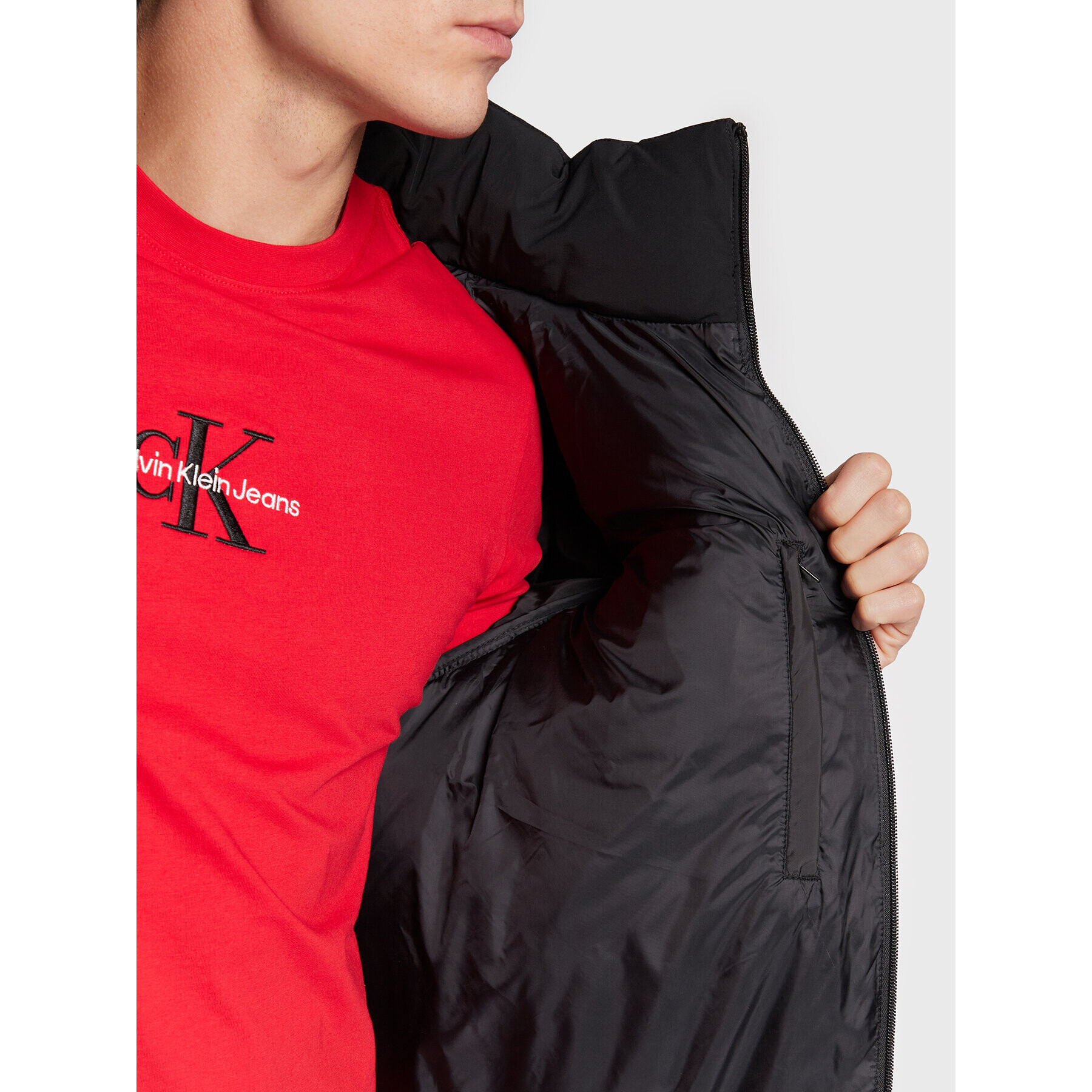 Calvin Klein Пухено яке Mix Media Quilt K10K110329 Черен Regular Fit - Pepit.bg