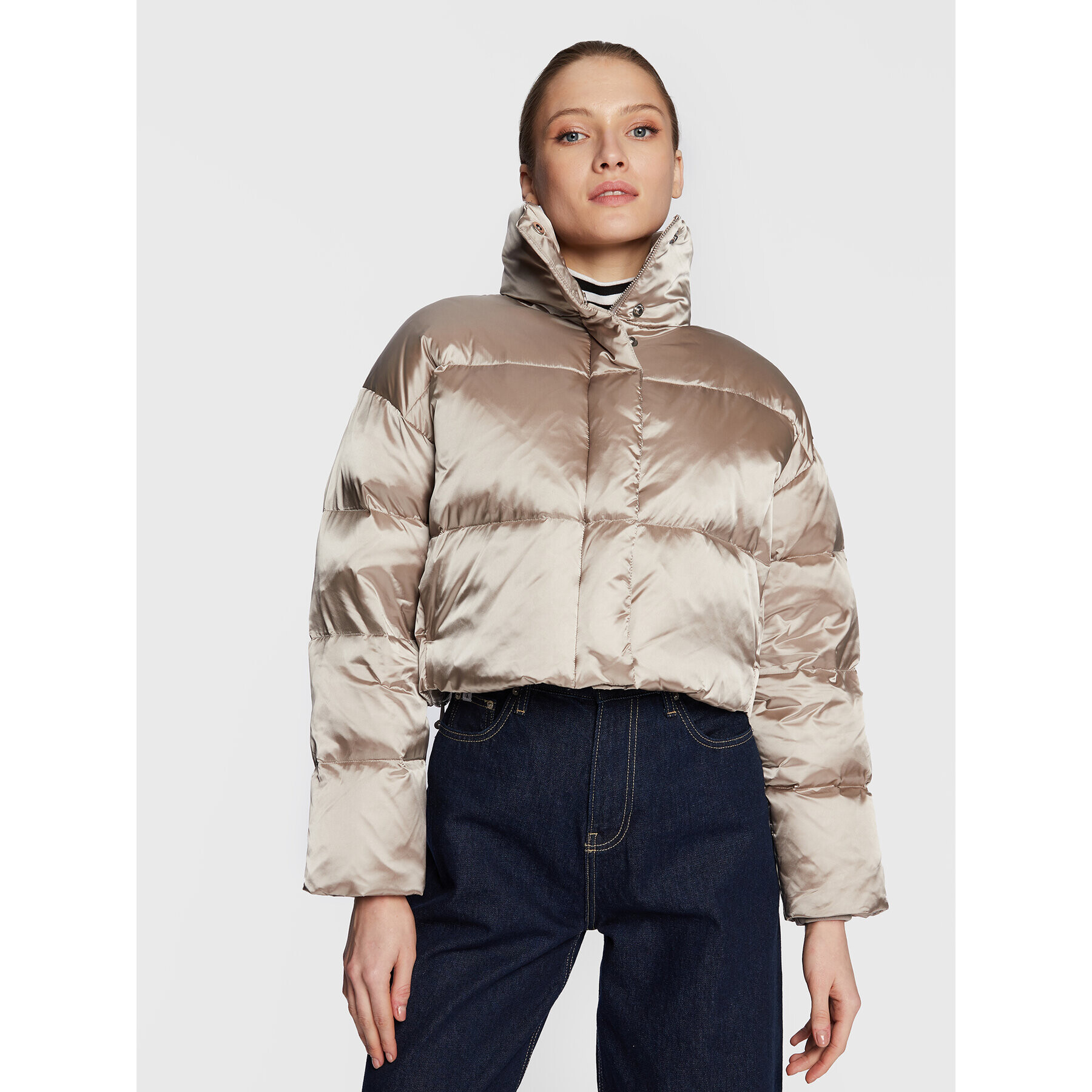 Calvin Klein Пухено яке Shine K20K205007 Бежов Regular Fit - Pepit.bg