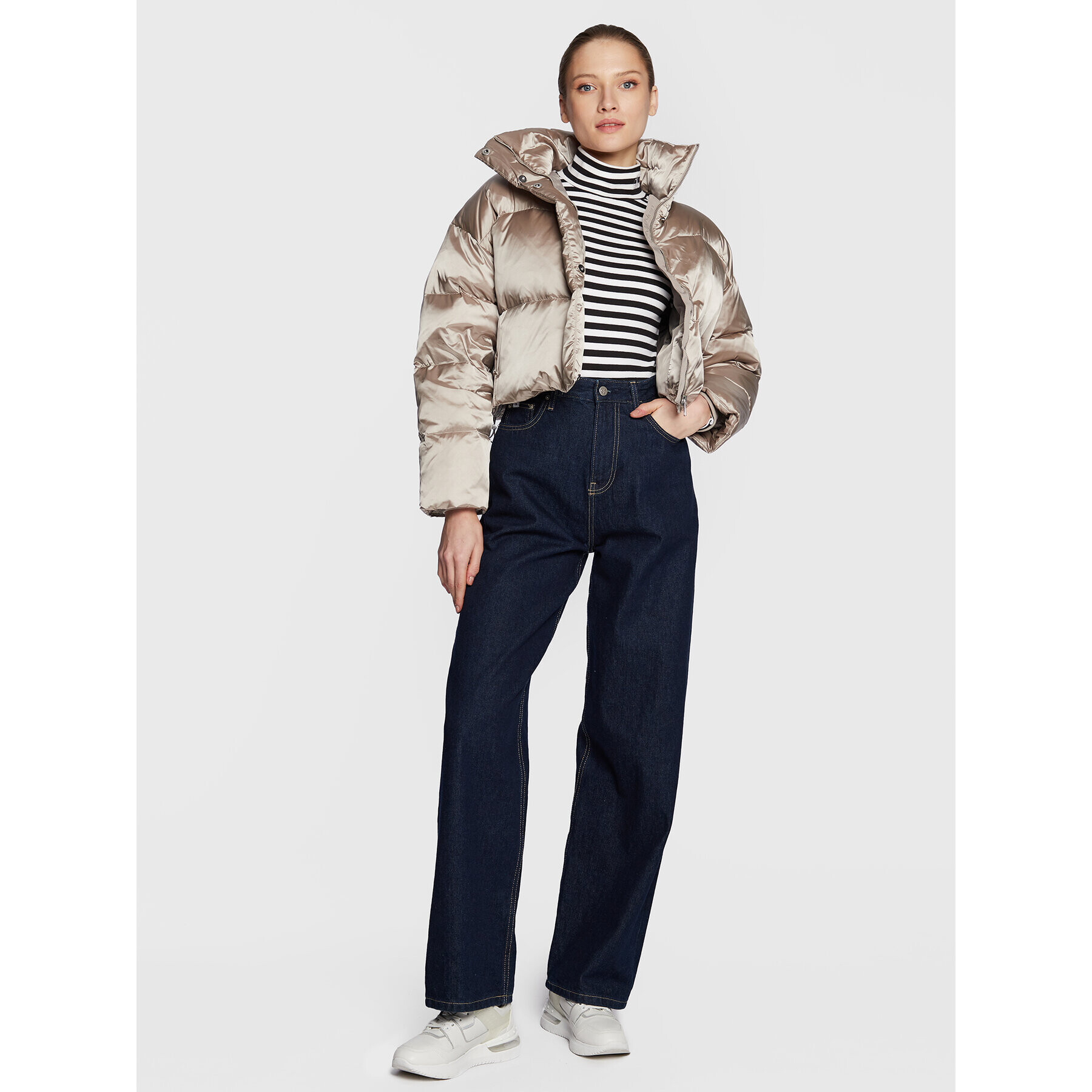 Calvin Klein Пухено яке Shine K20K205007 Бежов Regular Fit - Pepit.bg