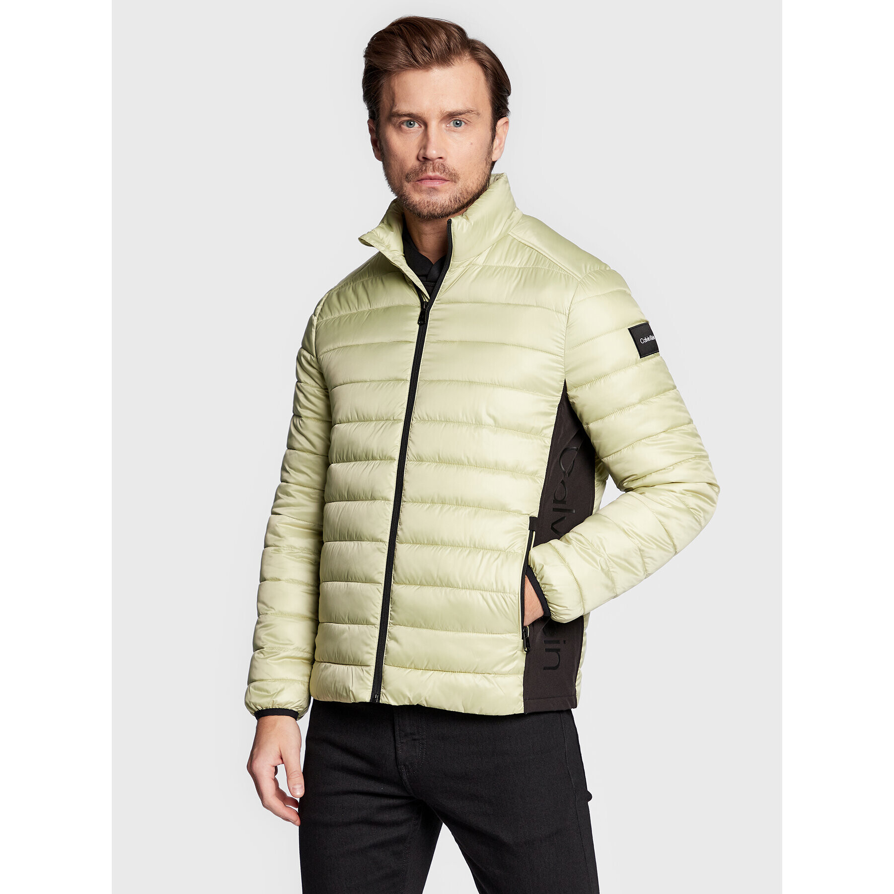 Calvin Klein Пухено яке Side Logo K10K108291 Зелен Regular Fit - Pepit.bg
