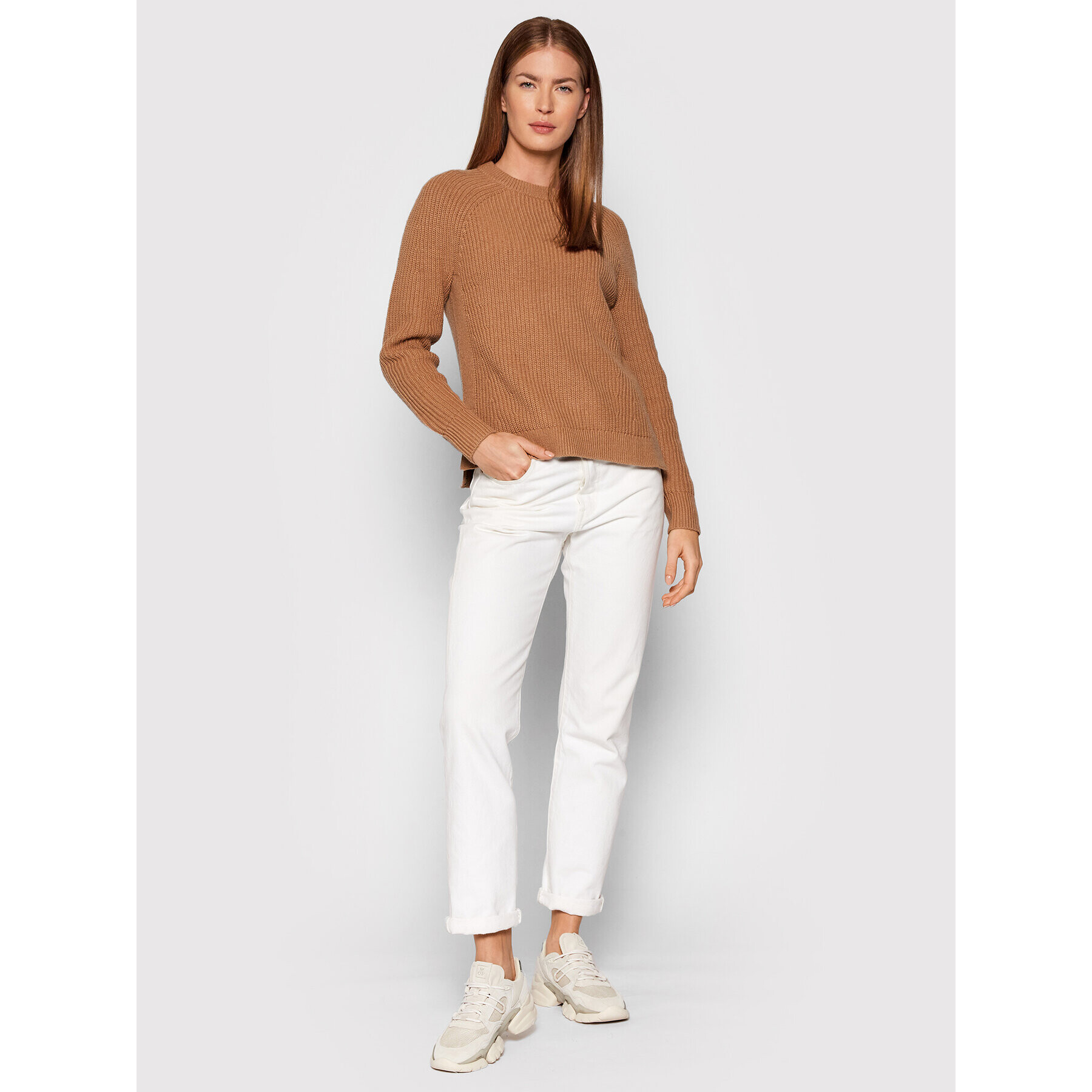 Calvin Klein Пуловер Cozy Structure Raglan K20K203342 Бежов Regular Fit - Pepit.bg
