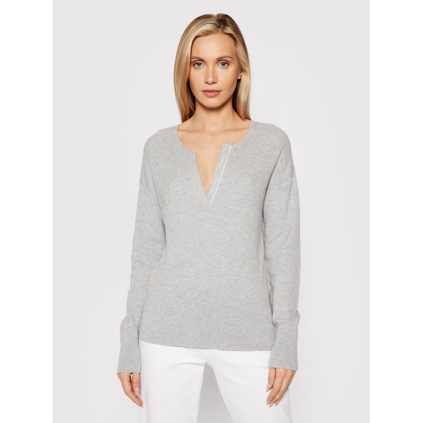 Calvin Klein Пуловер Essential K20K203204 Сив Regular Fit - Pepit.bg