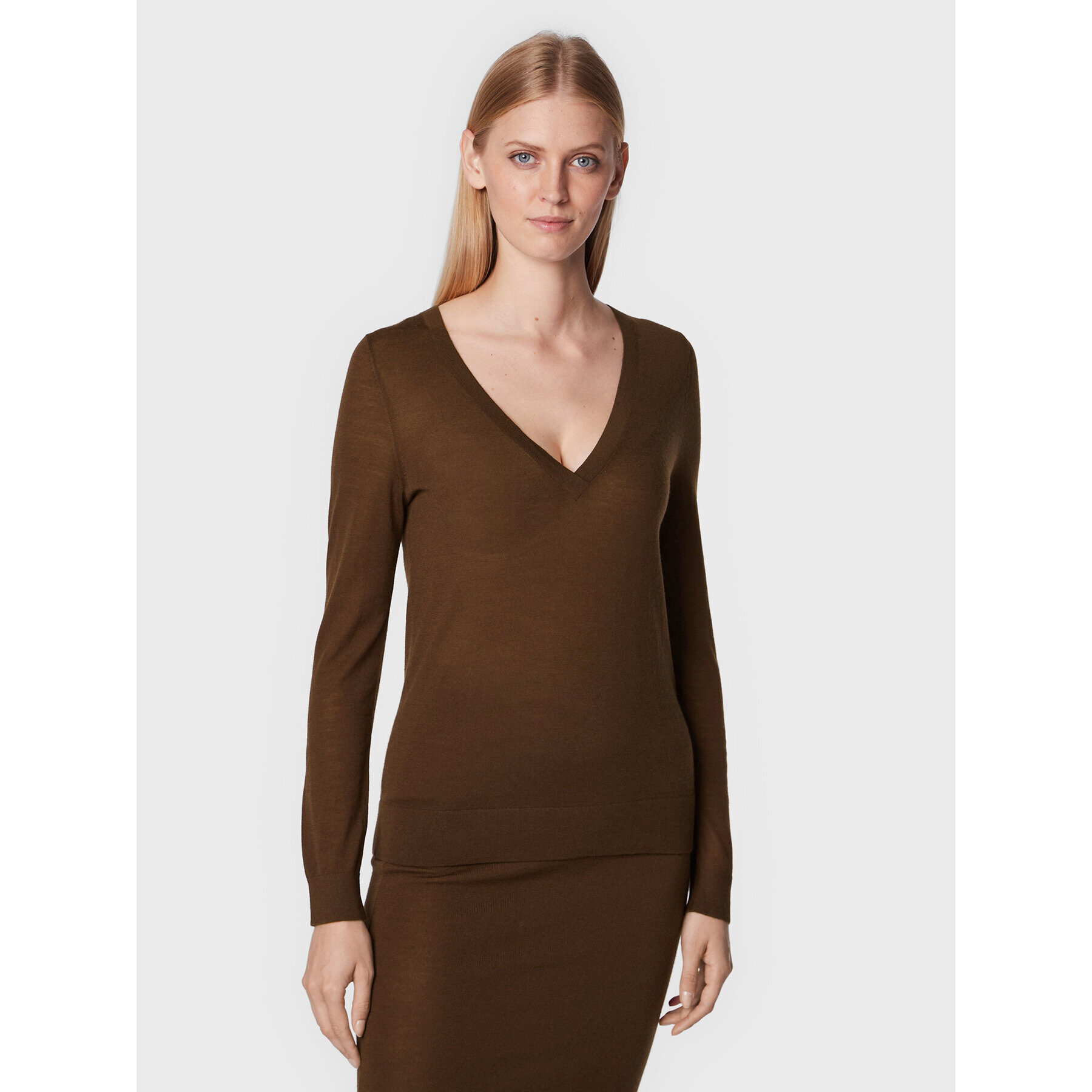 Calvin Klein Пуловер Extra Fine K20K204905 Кафяв Regular Fit - Pepit.bg