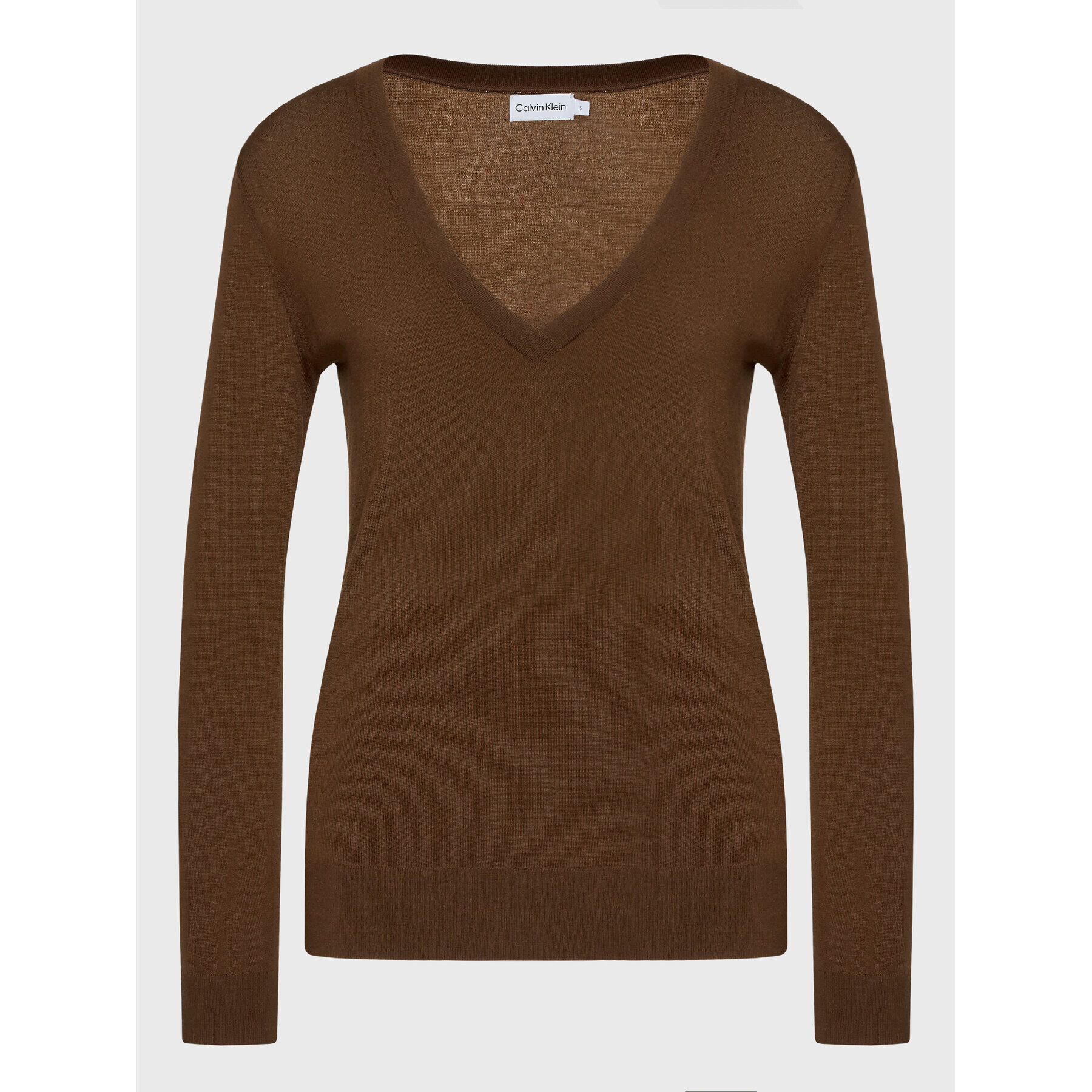 Calvin Klein Пуловер Extra Fine K20K204905 Кафяв Regular Fit - Pepit.bg