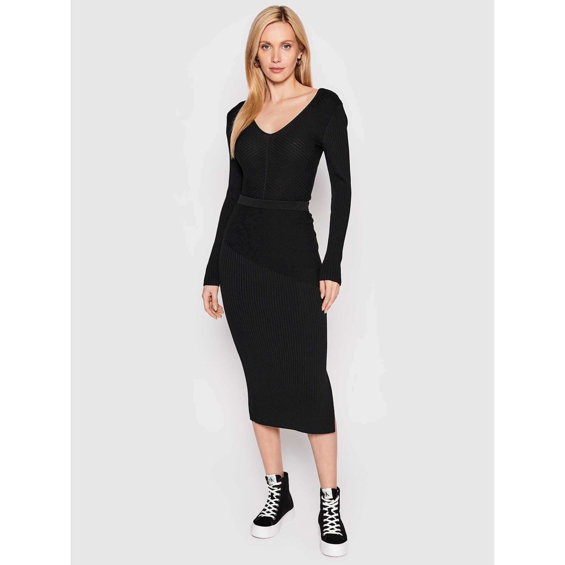Calvin Klein Пуловер Iconic K20K204413 Черен Slim Fit - Pepit.bg