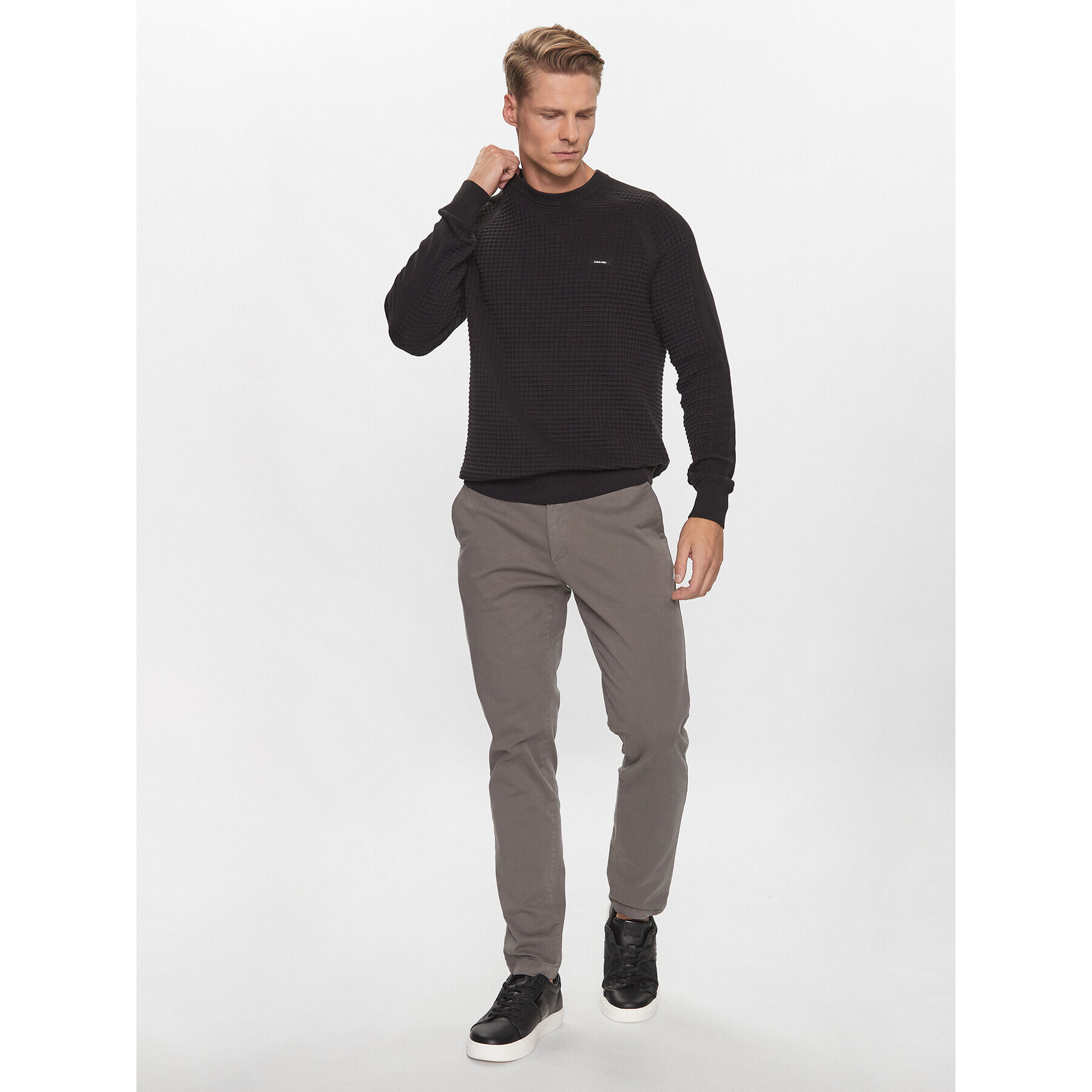 Calvin Klein Пуловер K10K111476 Черен Regular Fit - Pepit.bg