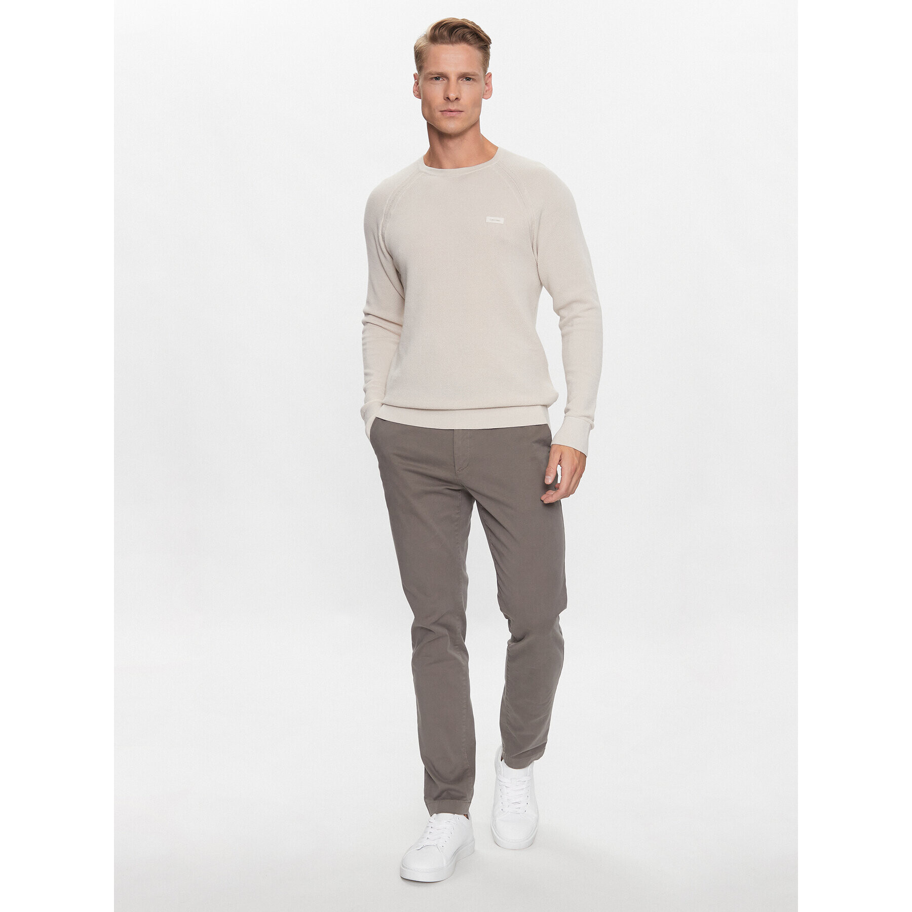 Calvin Klein Пуловер K10K111477 Бежов Regular Fit - Pepit.bg