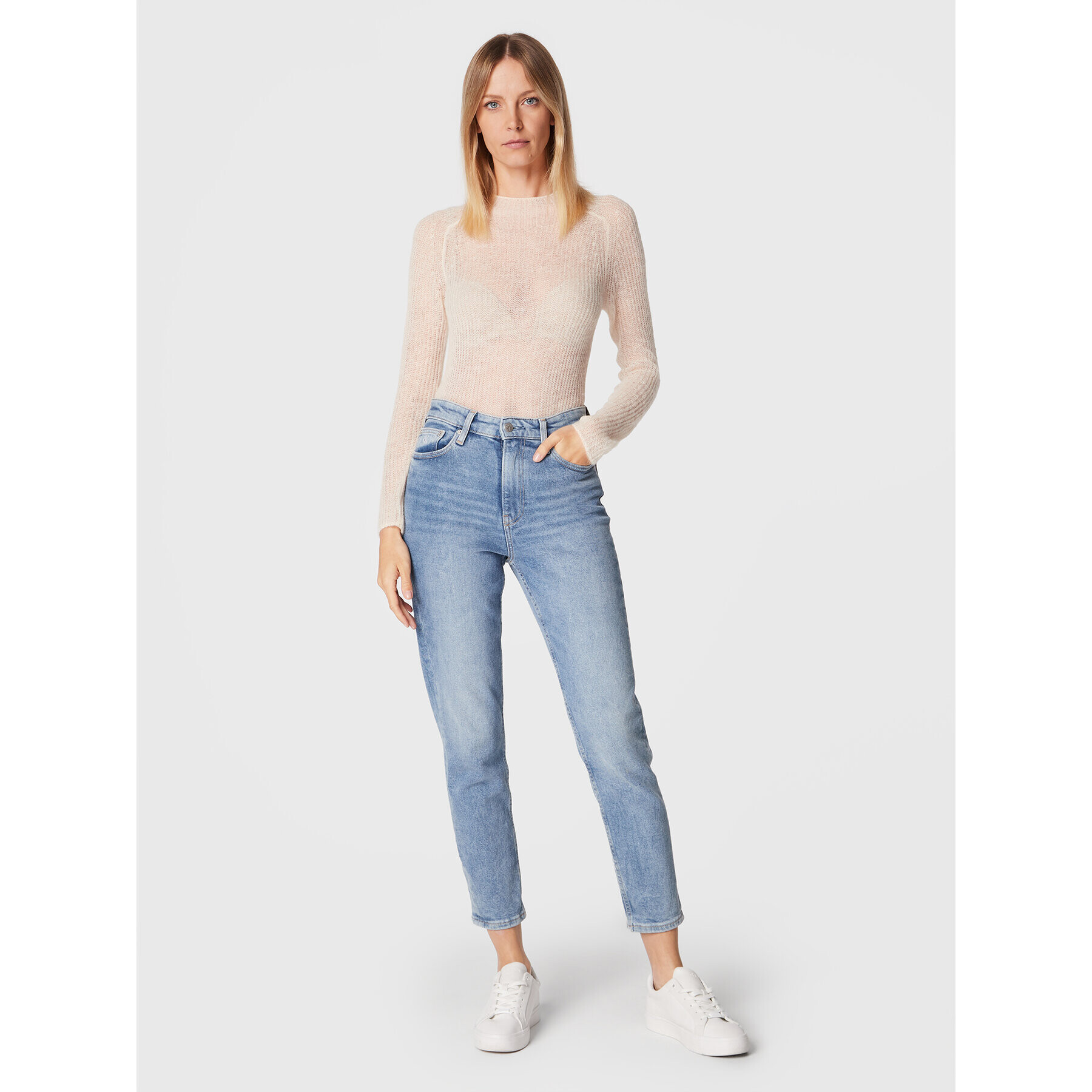 Calvin Klein Пуловер K20K204772 Екрю Regular Fit - Pepit.bg