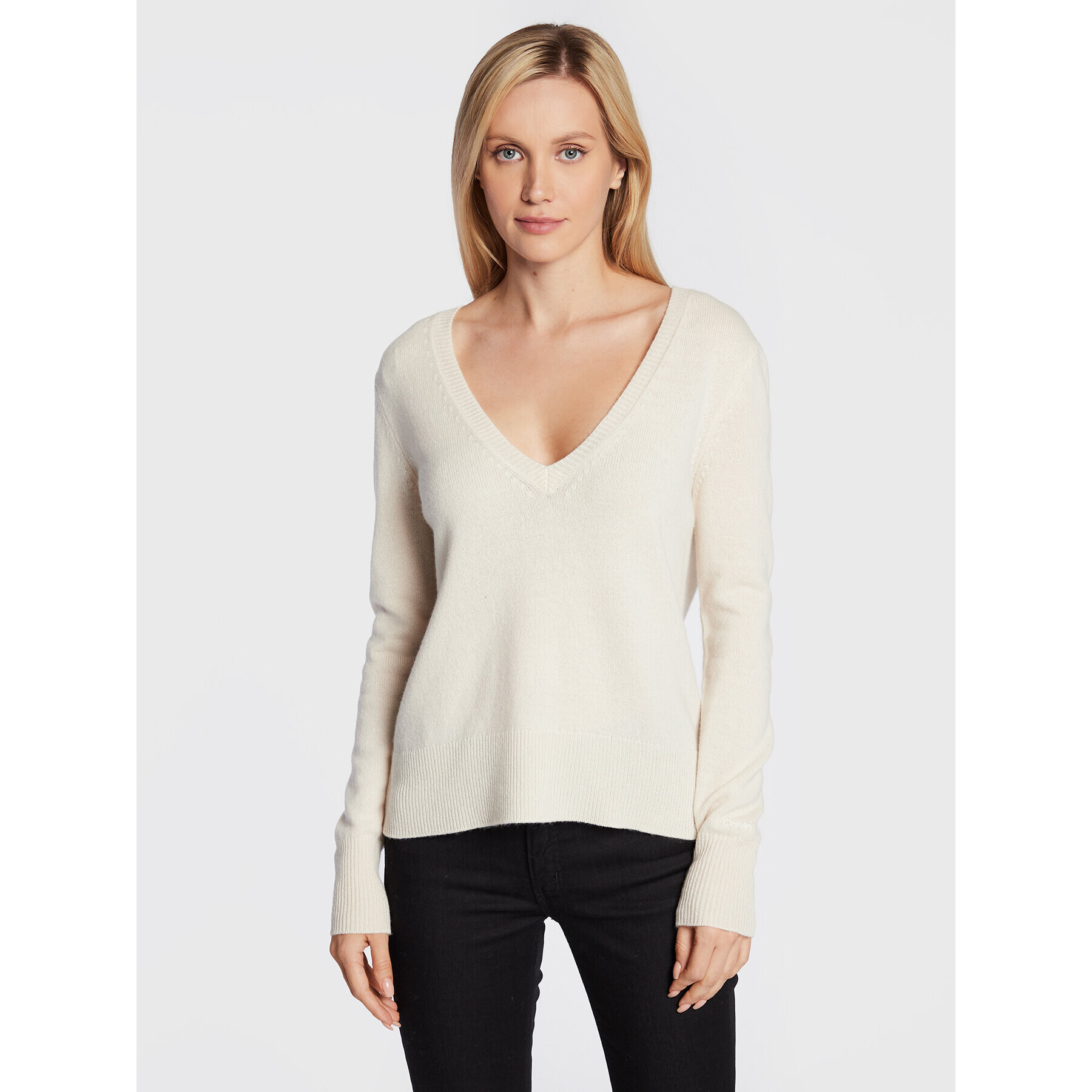 Calvin Klein Пуловер K20K205420 Бял Regular Fit - Pepit.bg