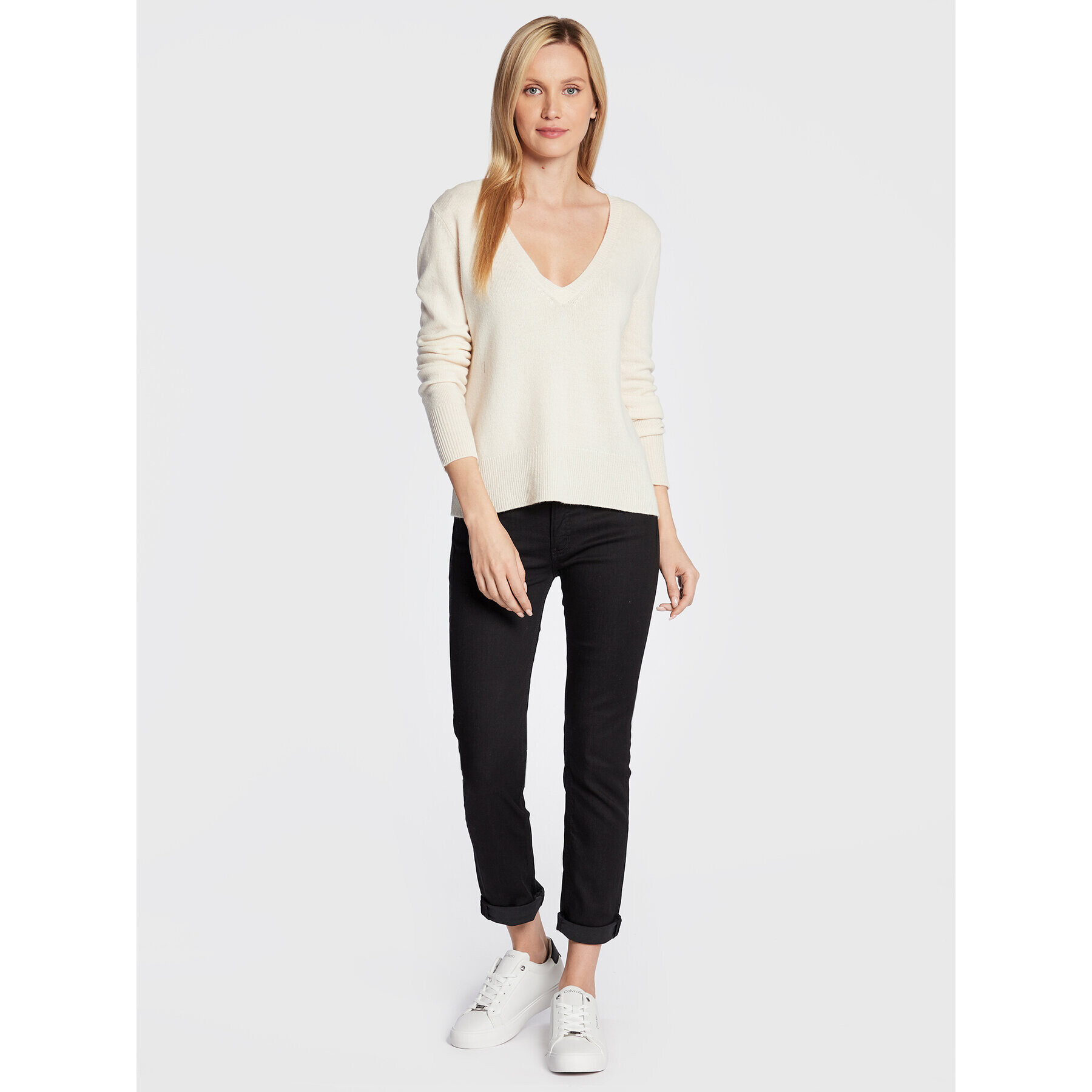 Calvin Klein Пуловер K20K205420 Бял Regular Fit - Pepit.bg