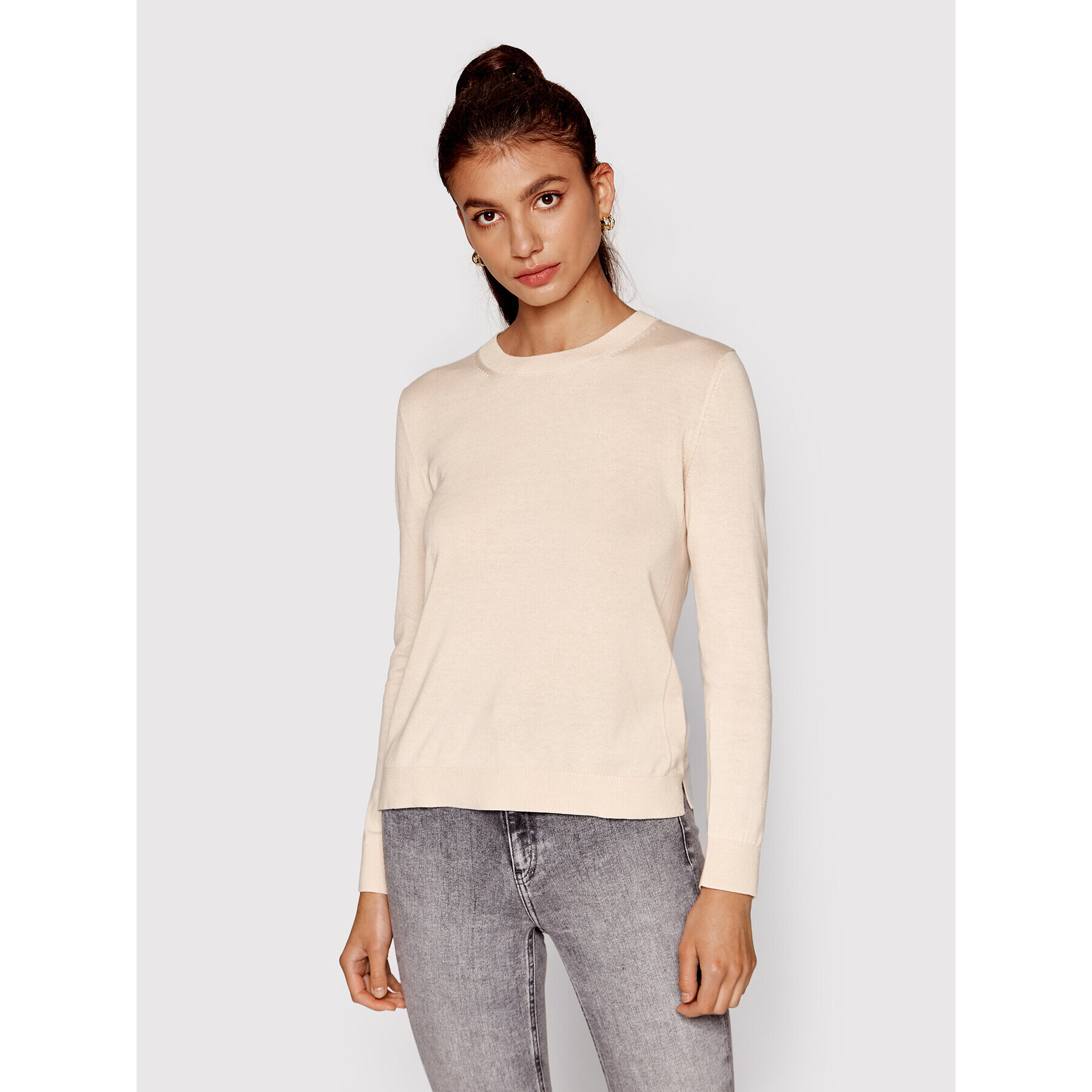 Calvin Klein Пуловер Silk Essential K20K203695 Бежов Regular Fit - Pepit.bg