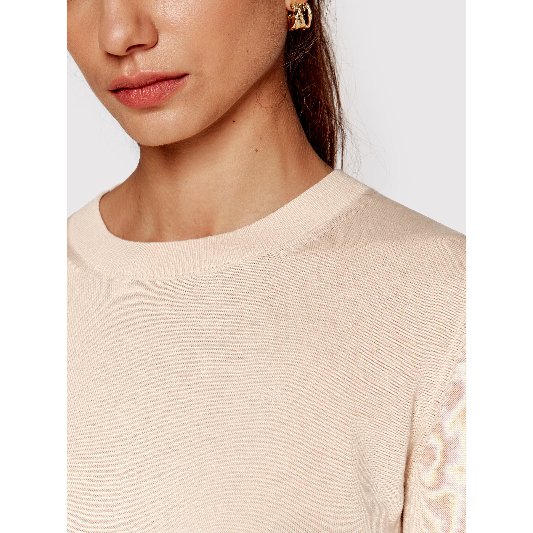 Calvin Klein Пуловер Silk Essential K20K203695 Бежов Regular Fit - Pepit.bg