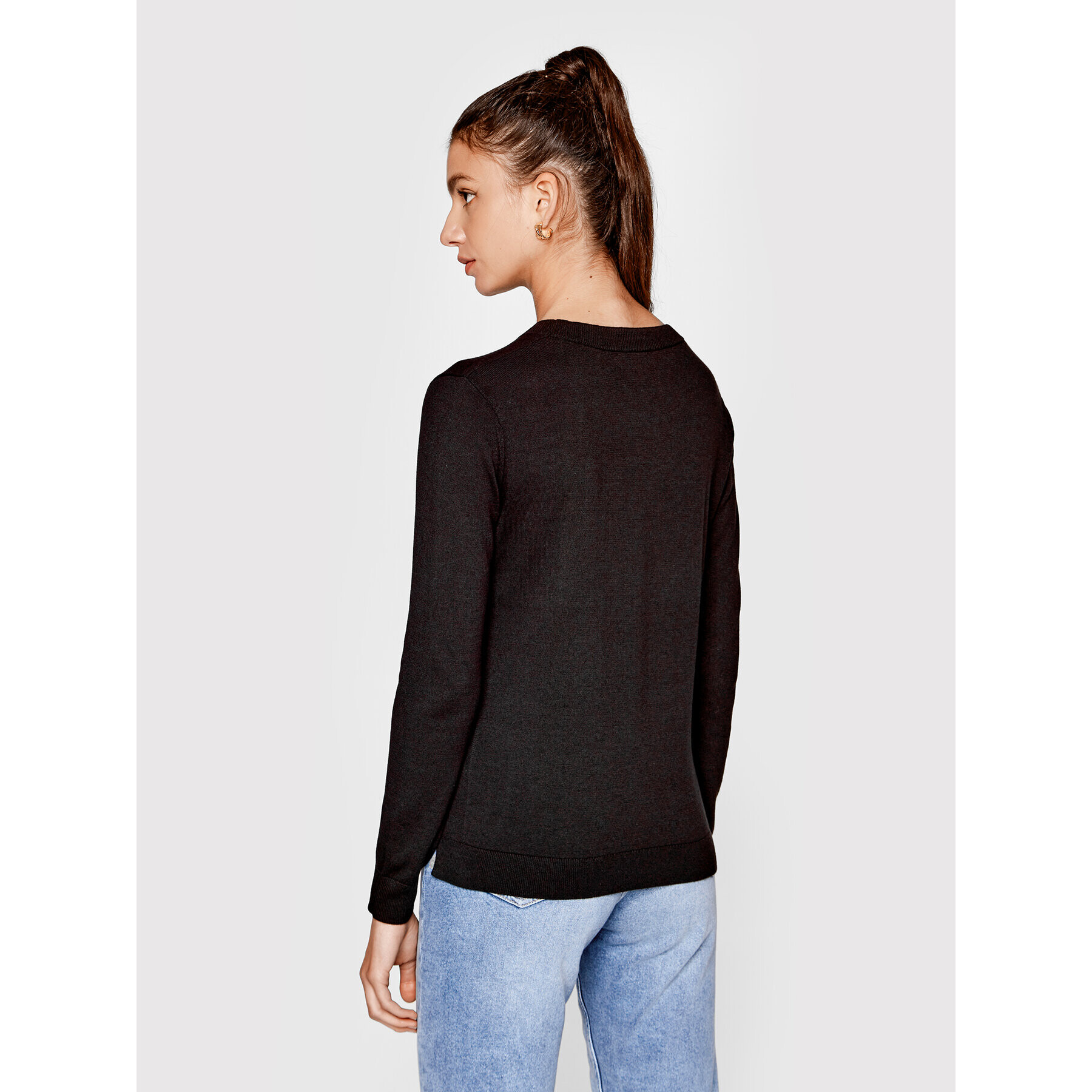 Calvin Klein Пуловер Silk Essential K20K203695 Черен Regular Fit - Pepit.bg