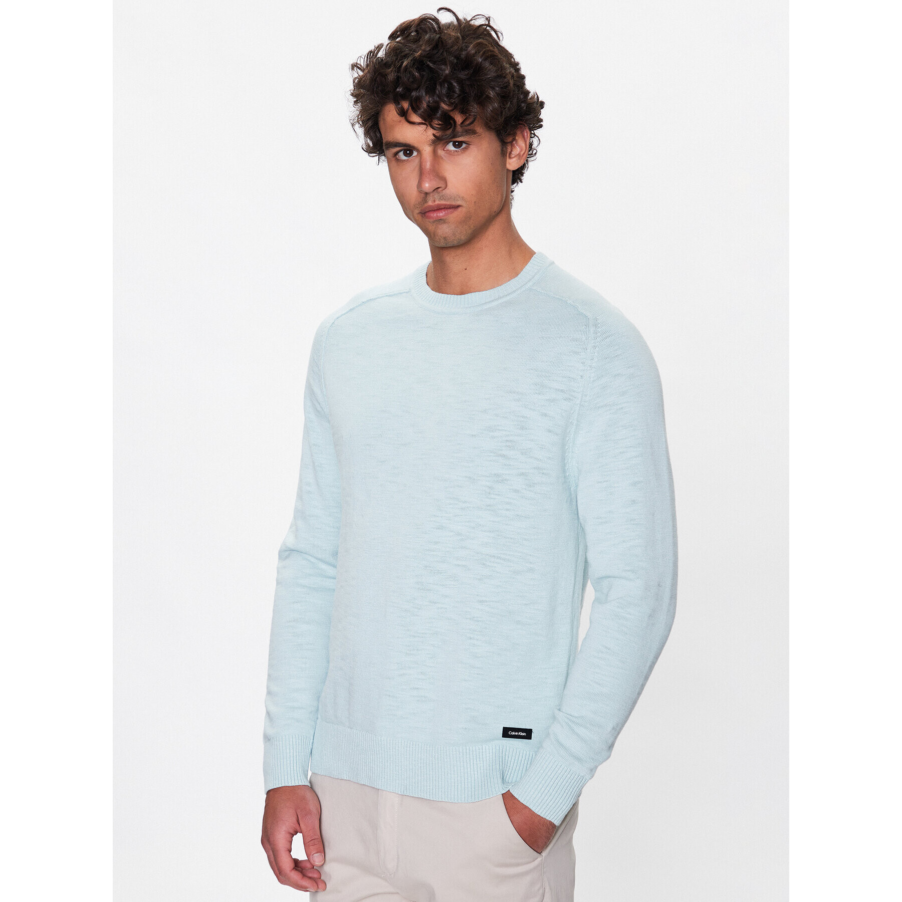 Calvin Klein Пуловер Slub Texture Sweater K10K111449 Зелен Regular Fit - Pepit.bg