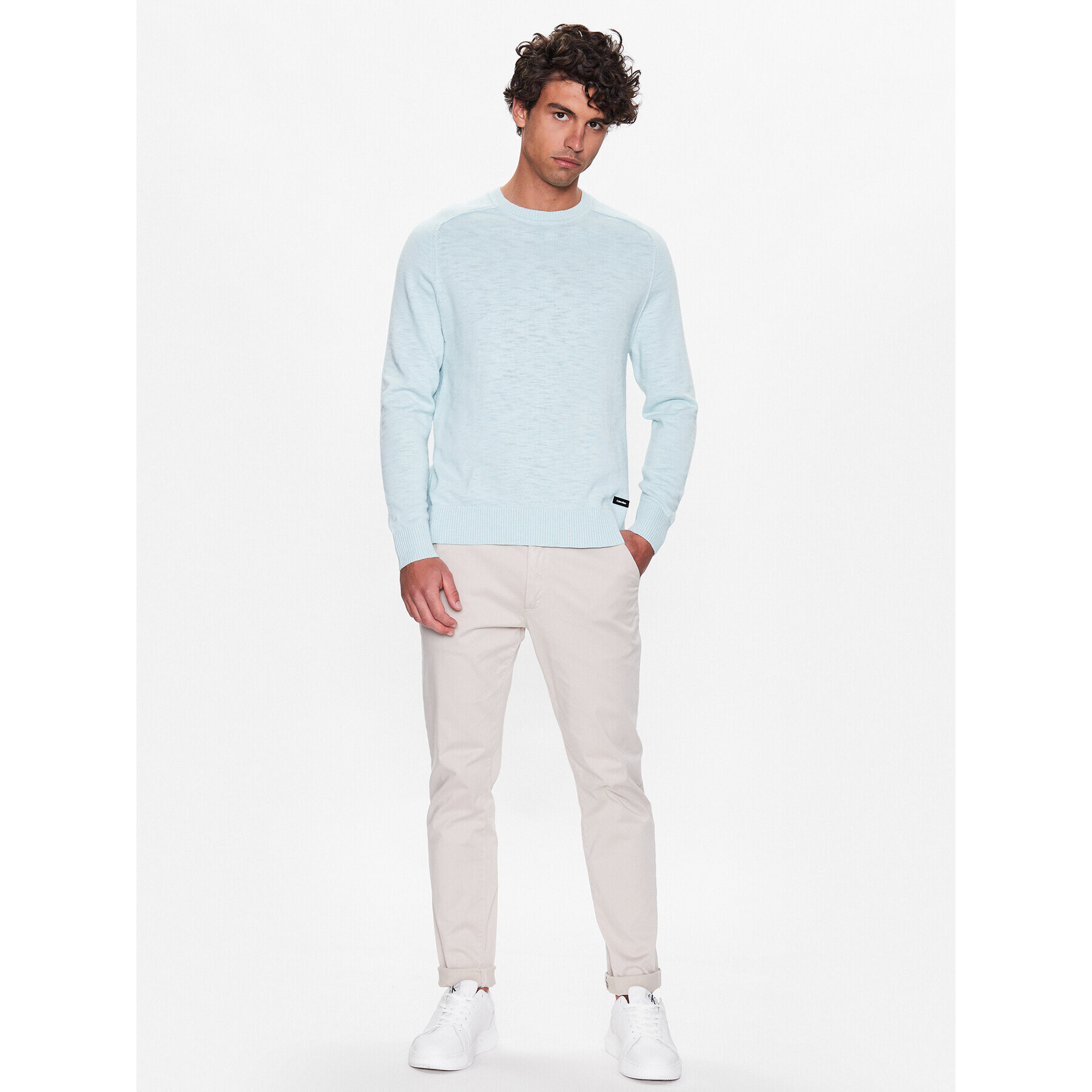 Calvin Klein Пуловер Slub Texture Sweater K10K111449 Зелен Regular Fit - Pepit.bg