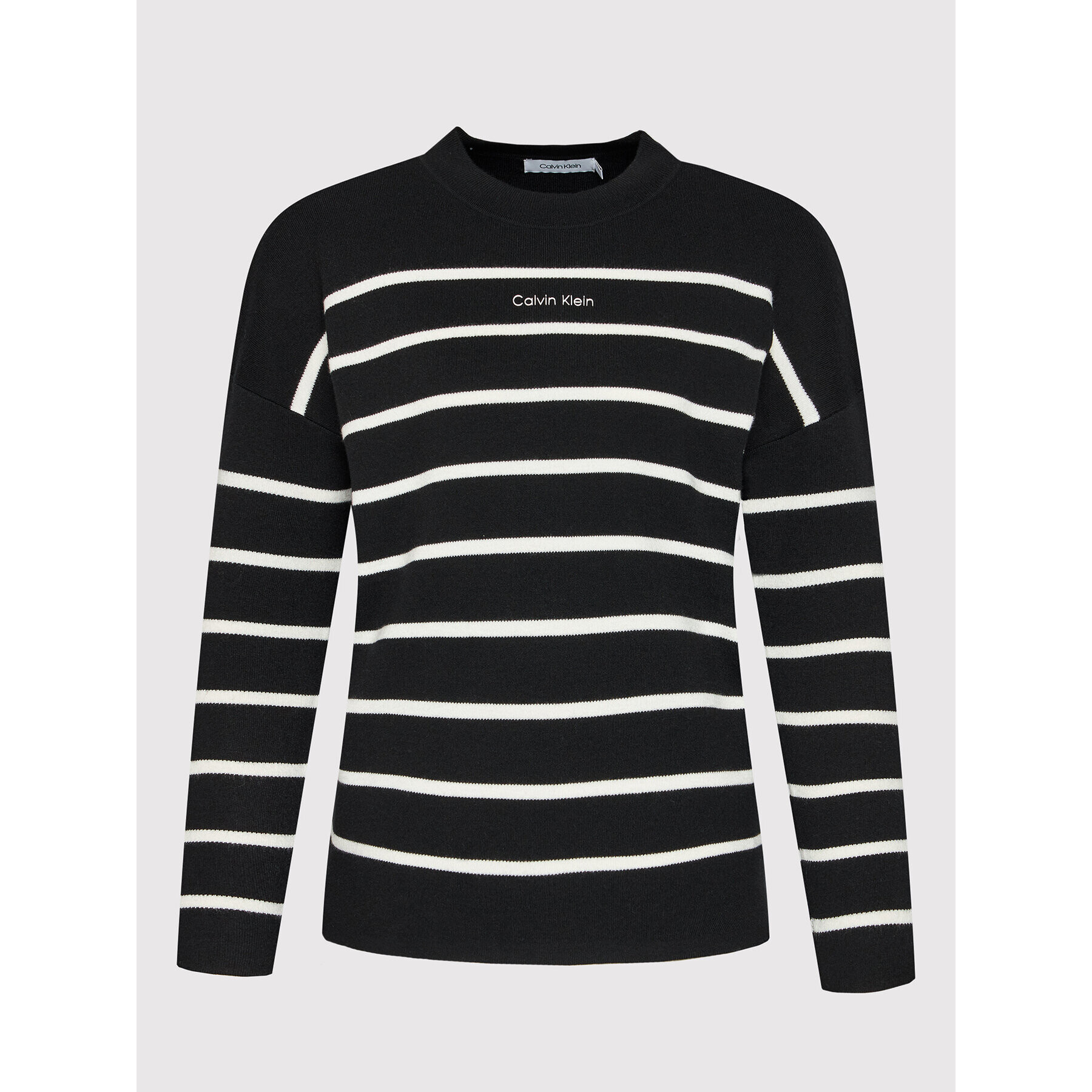 Calvin Klein Пуловер Stripe K20K202885 Черен Relaxed Fit - Pepit.bg