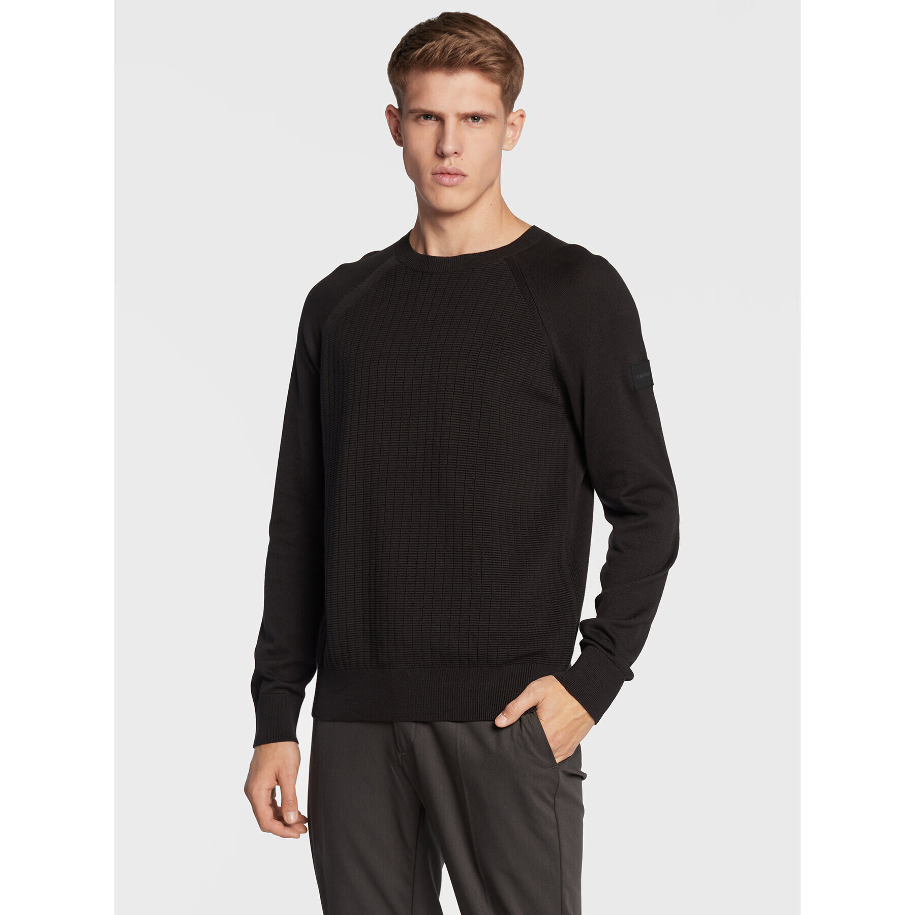 Calvin Klein Пуловер Structure K10K110412 Черен Regular Fit - Pepit.bg