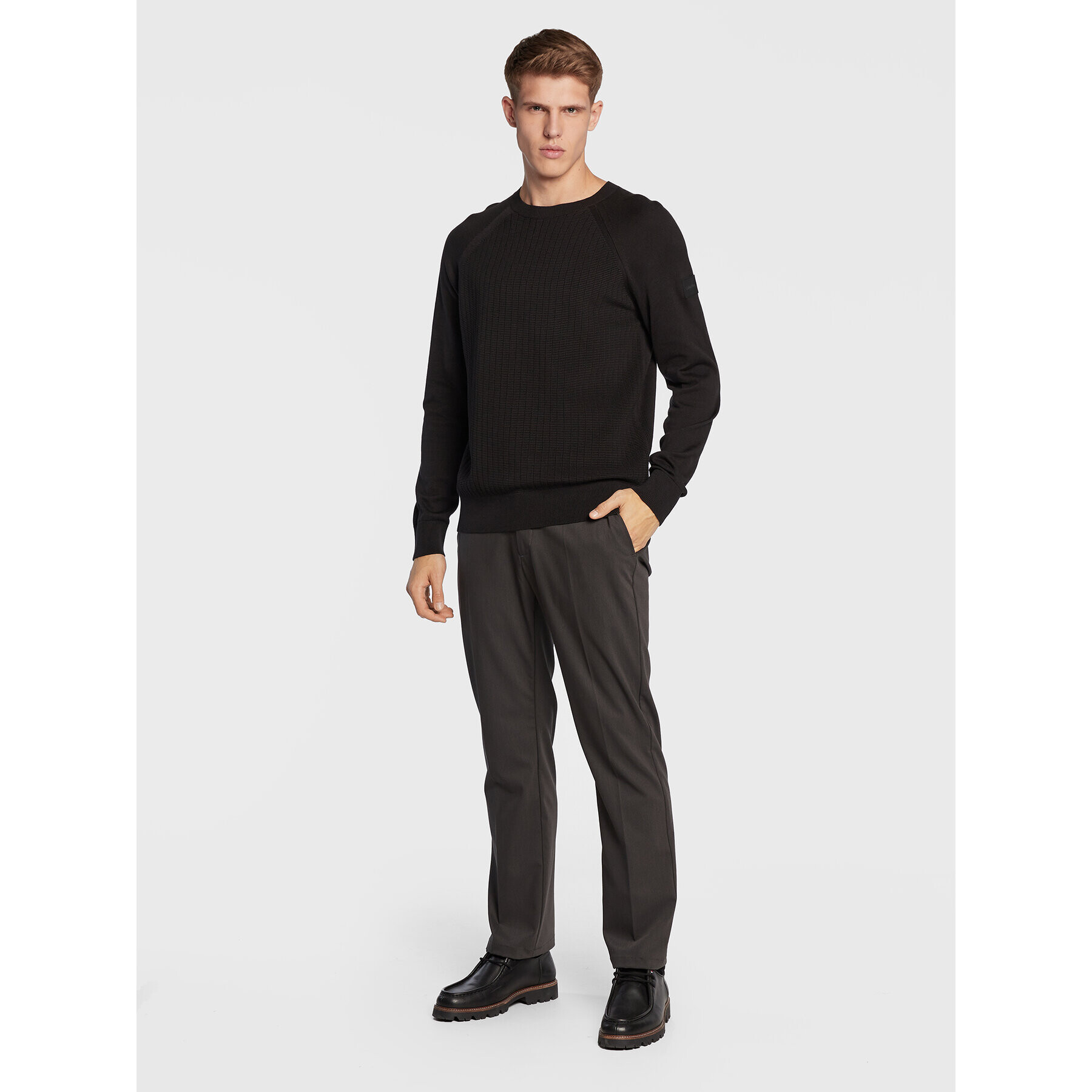 Calvin Klein Пуловер Structure K10K110412 Черен Regular Fit - Pepit.bg