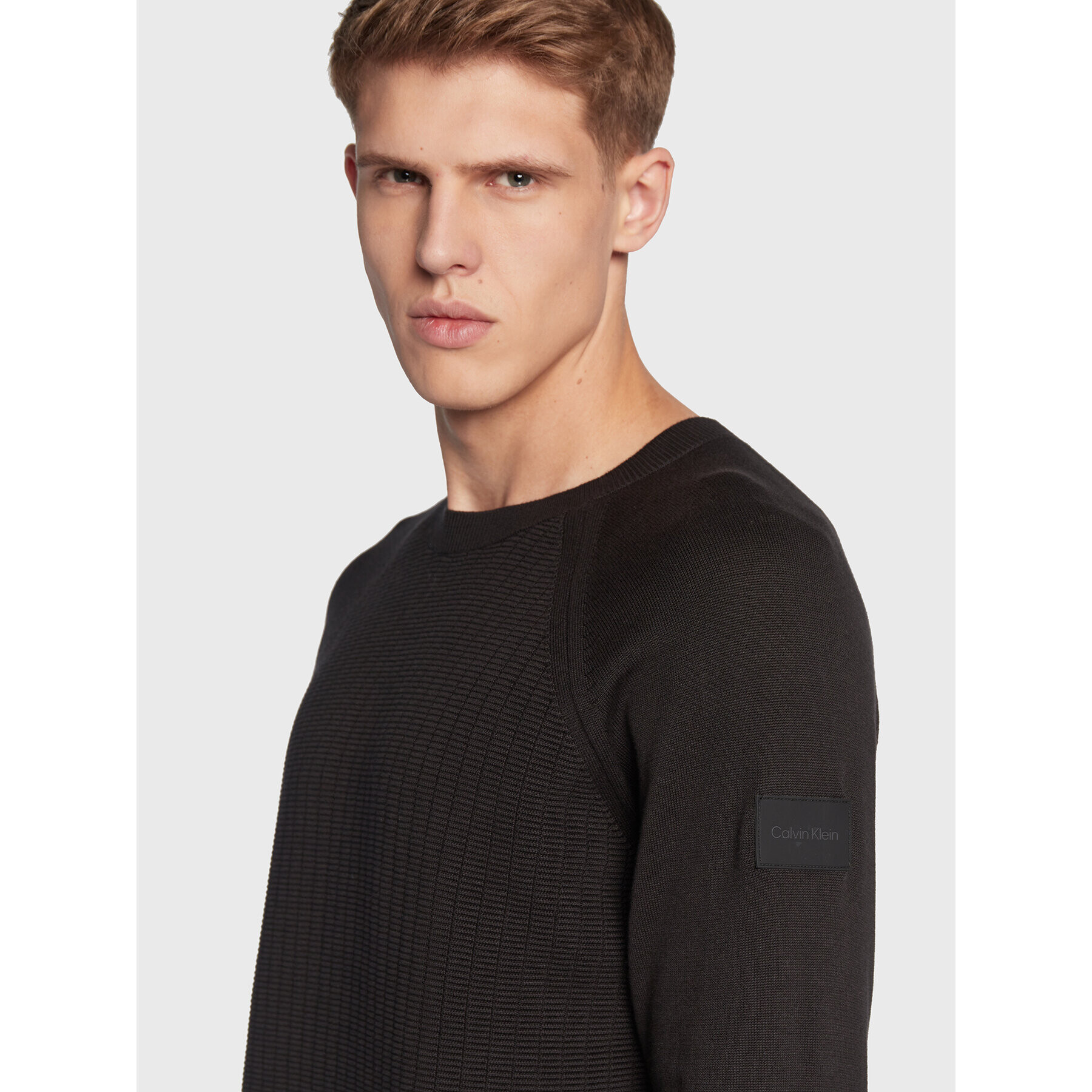 Calvin Klein Пуловер Structure K10K110412 Черен Regular Fit - Pepit.bg