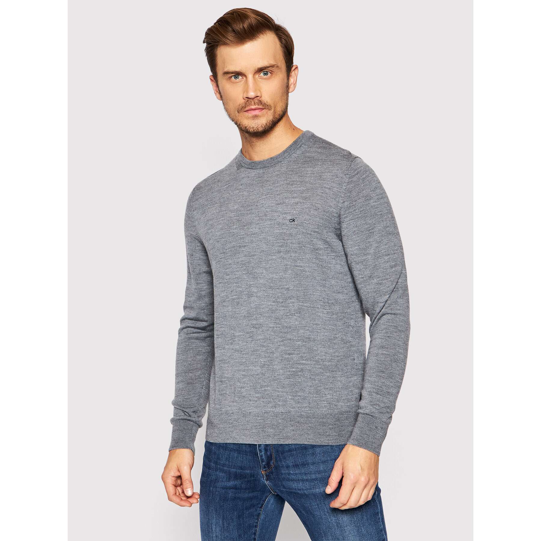 Calvin Klein Пуловер Superior K10K102727 Сив Regular Fit - Pepit.bg