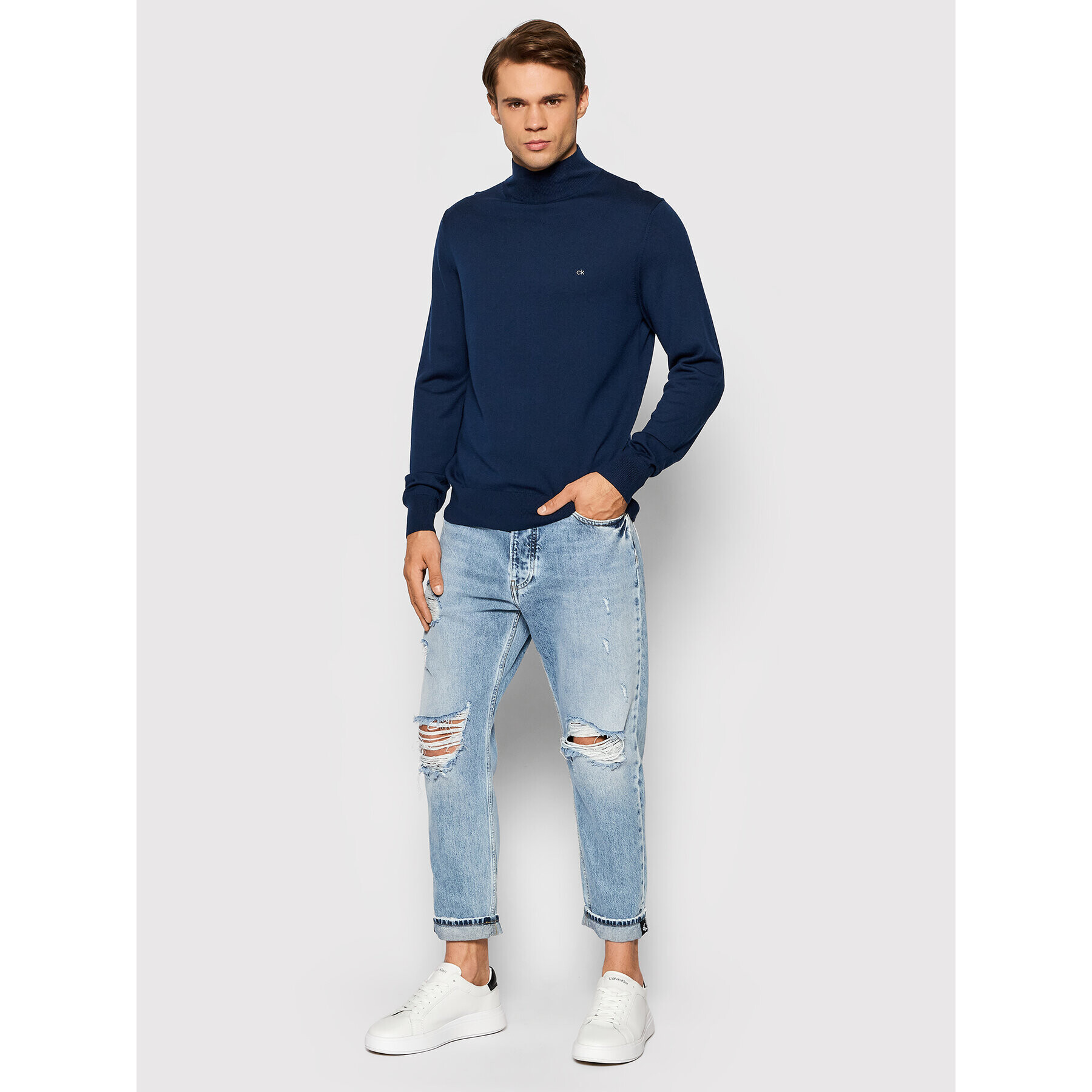 Calvin Klein Пуловер Superior K10K102736 Тъмносин Regular Fit - Pepit.bg