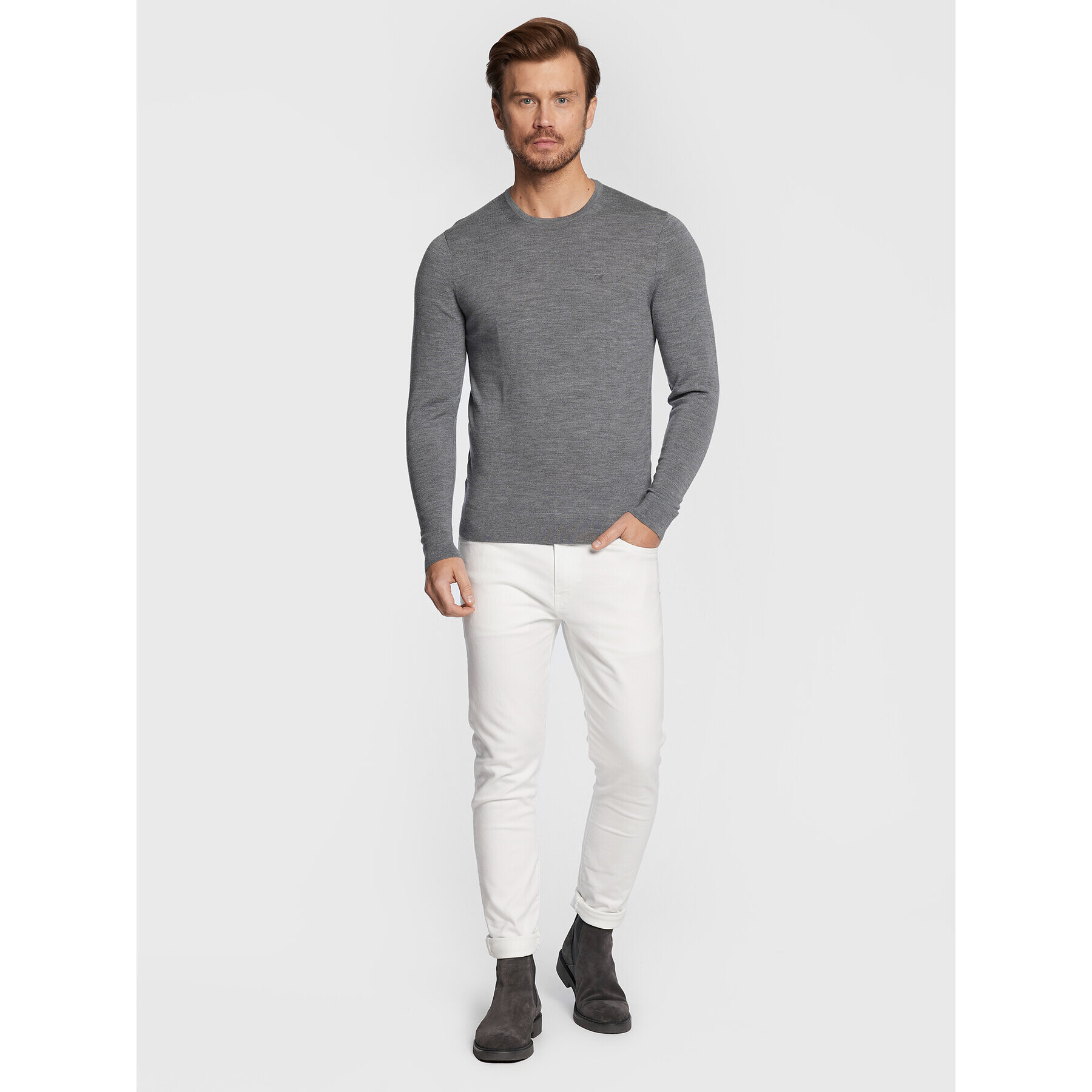 Calvin Klein Пуловер Superior K10K109474 Сив Regular Fit - Pepit.bg
