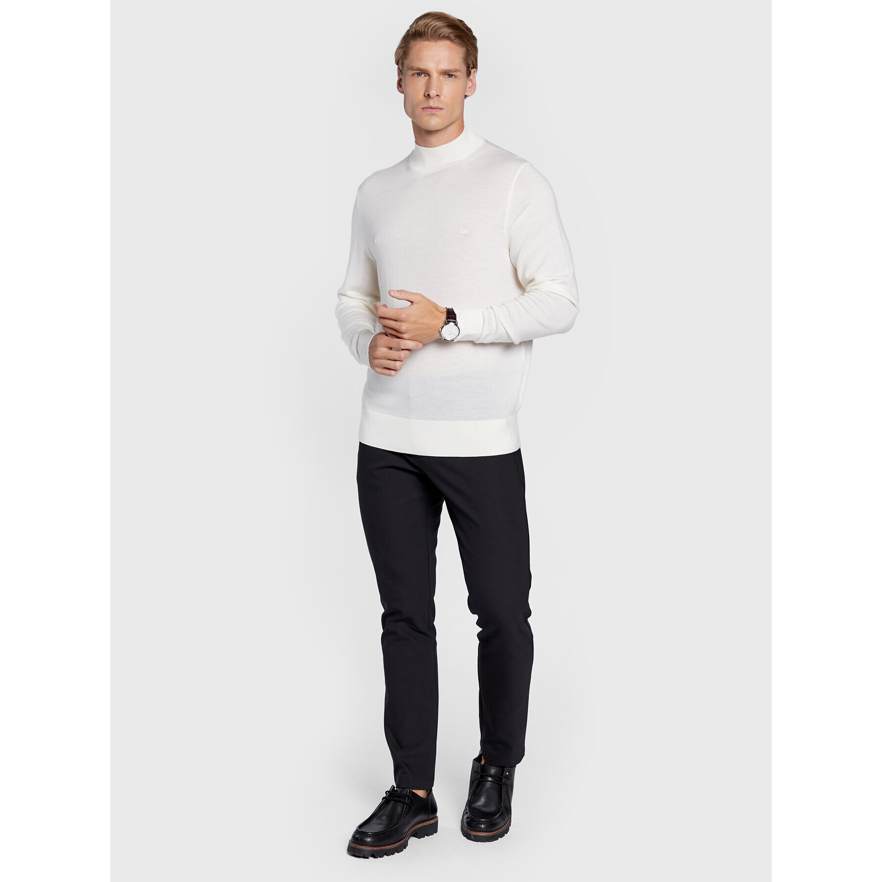 Calvin Klein Пуловер Superior K10K110424 Бял Regular Fit - Pepit.bg