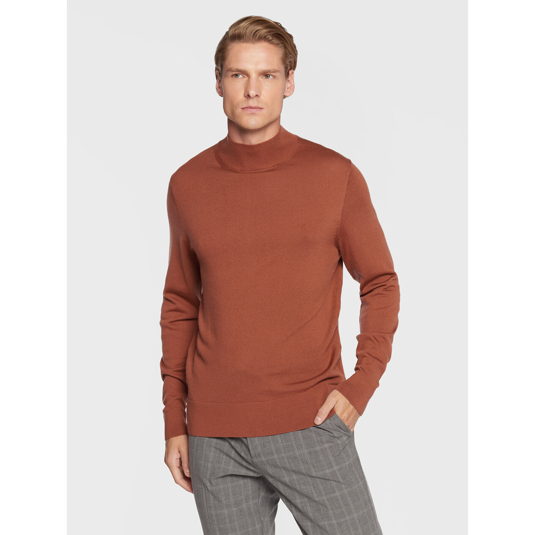 Calvin Klein Пуловер Superior K10K110424 Кафяв Regular Fit - Pepit.bg