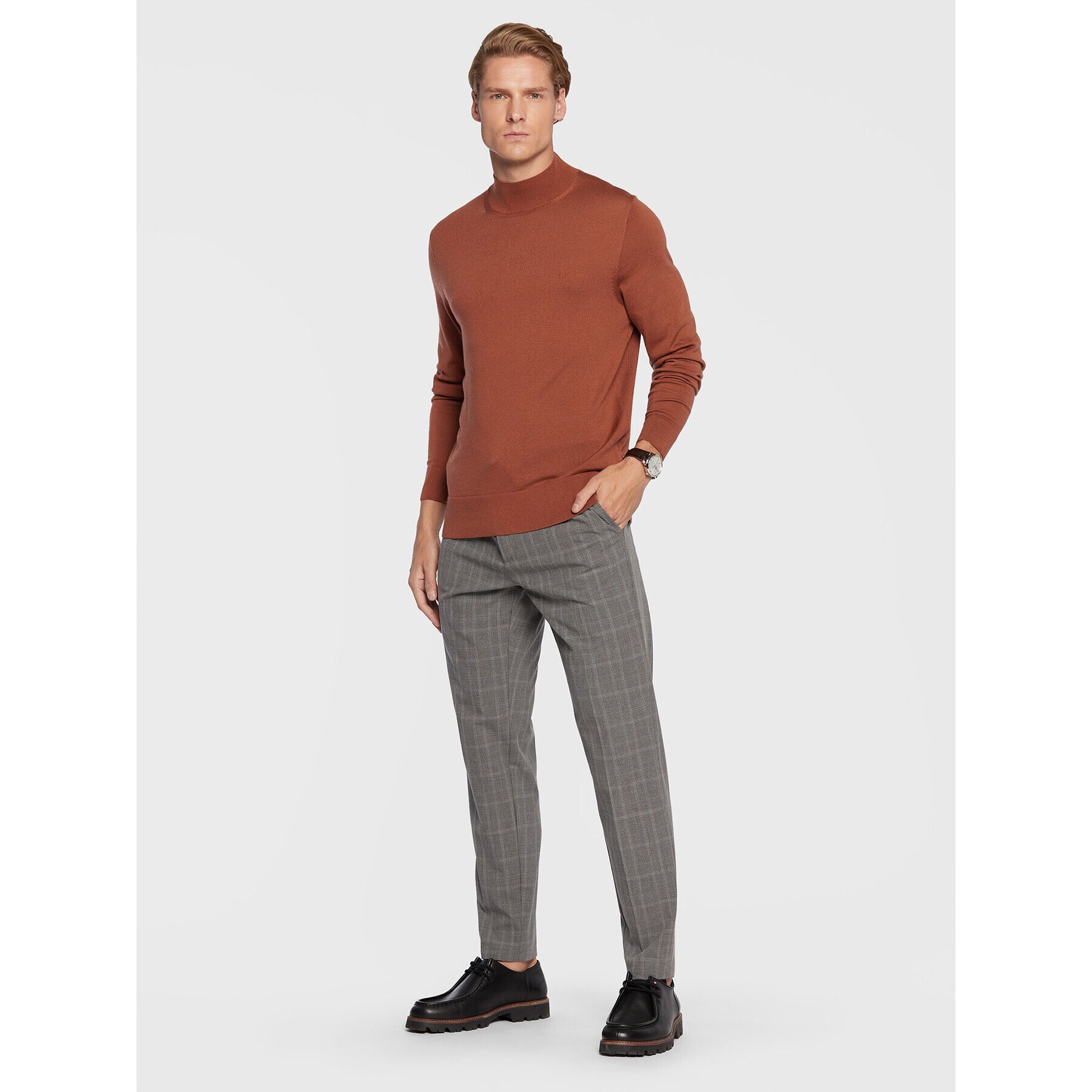 Calvin Klein Пуловер Superior K10K110424 Кафяв Regular Fit - Pepit.bg