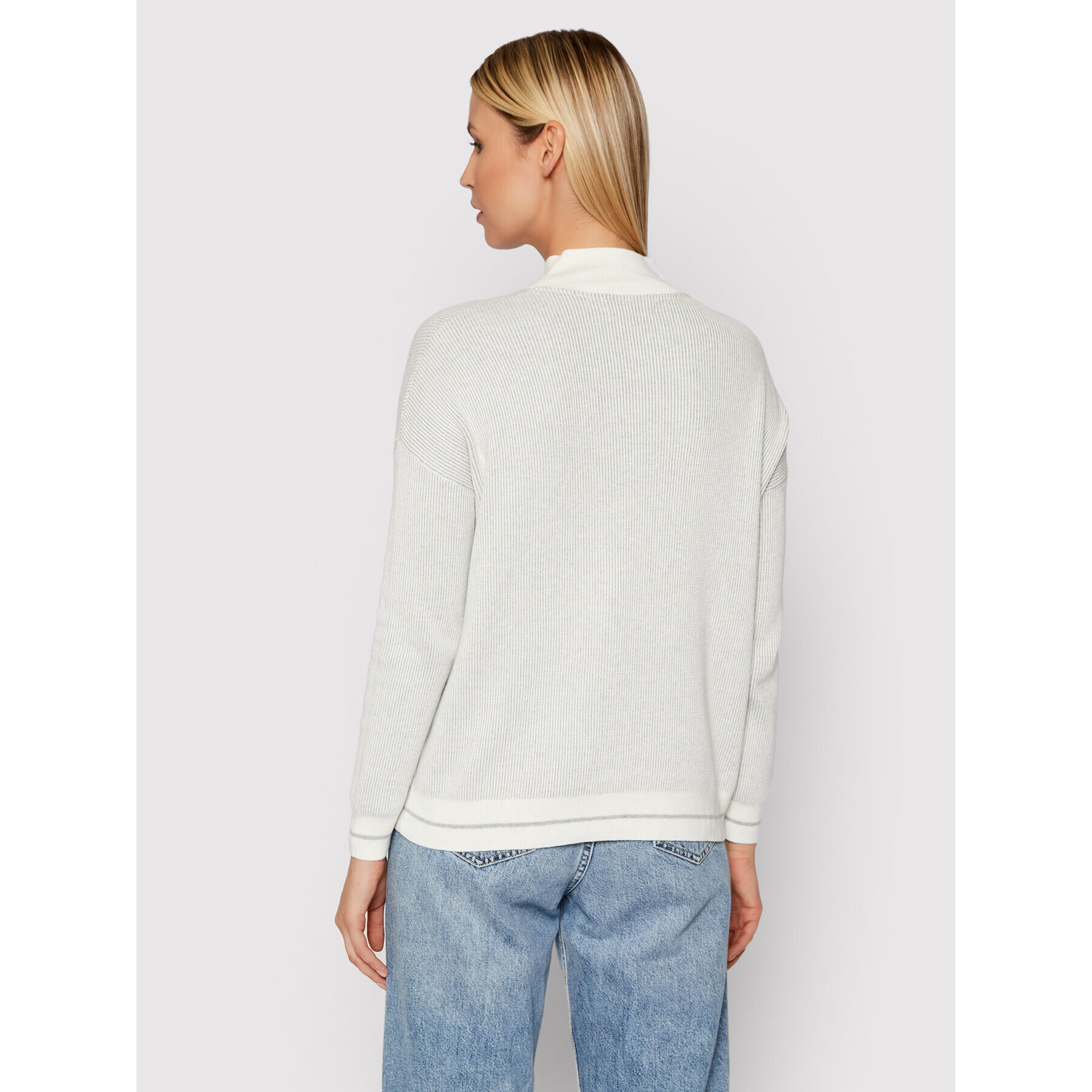 Calvin Klein Пуловер Two Tone Mock Neck Logo K20K203242 Сив Regular Fit - Pepit.bg