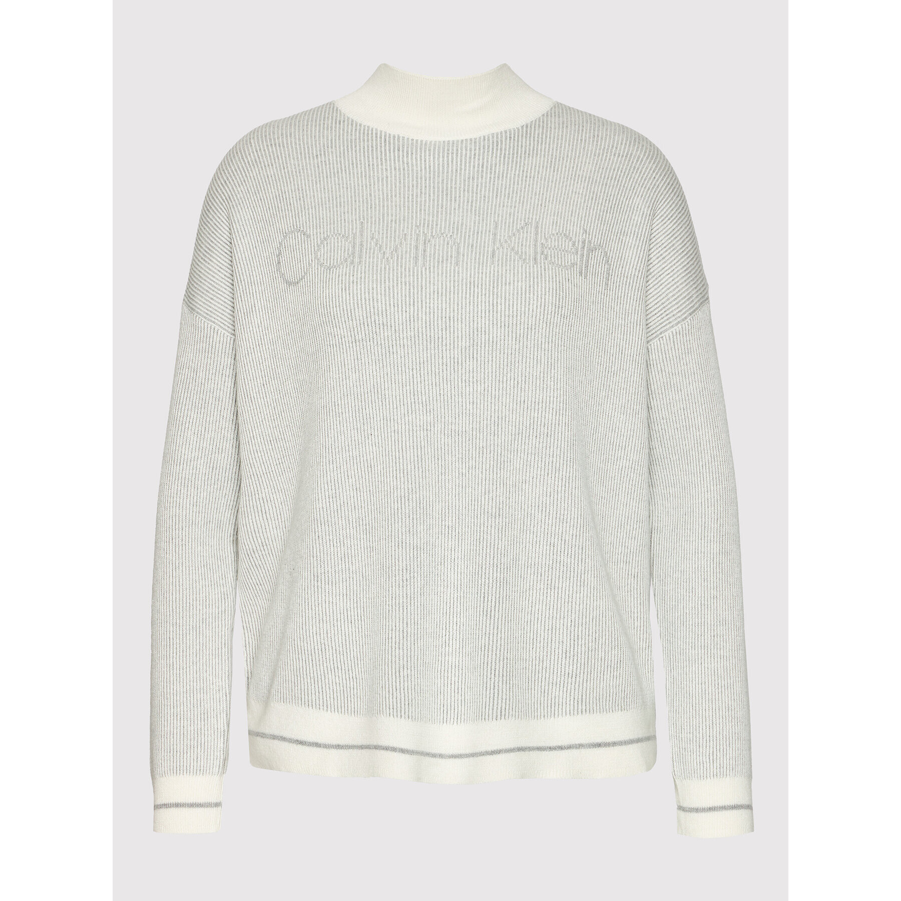 Calvin Klein Пуловер Two Tone Mock Neck Logo K20K203242 Сив Regular Fit - Pepit.bg