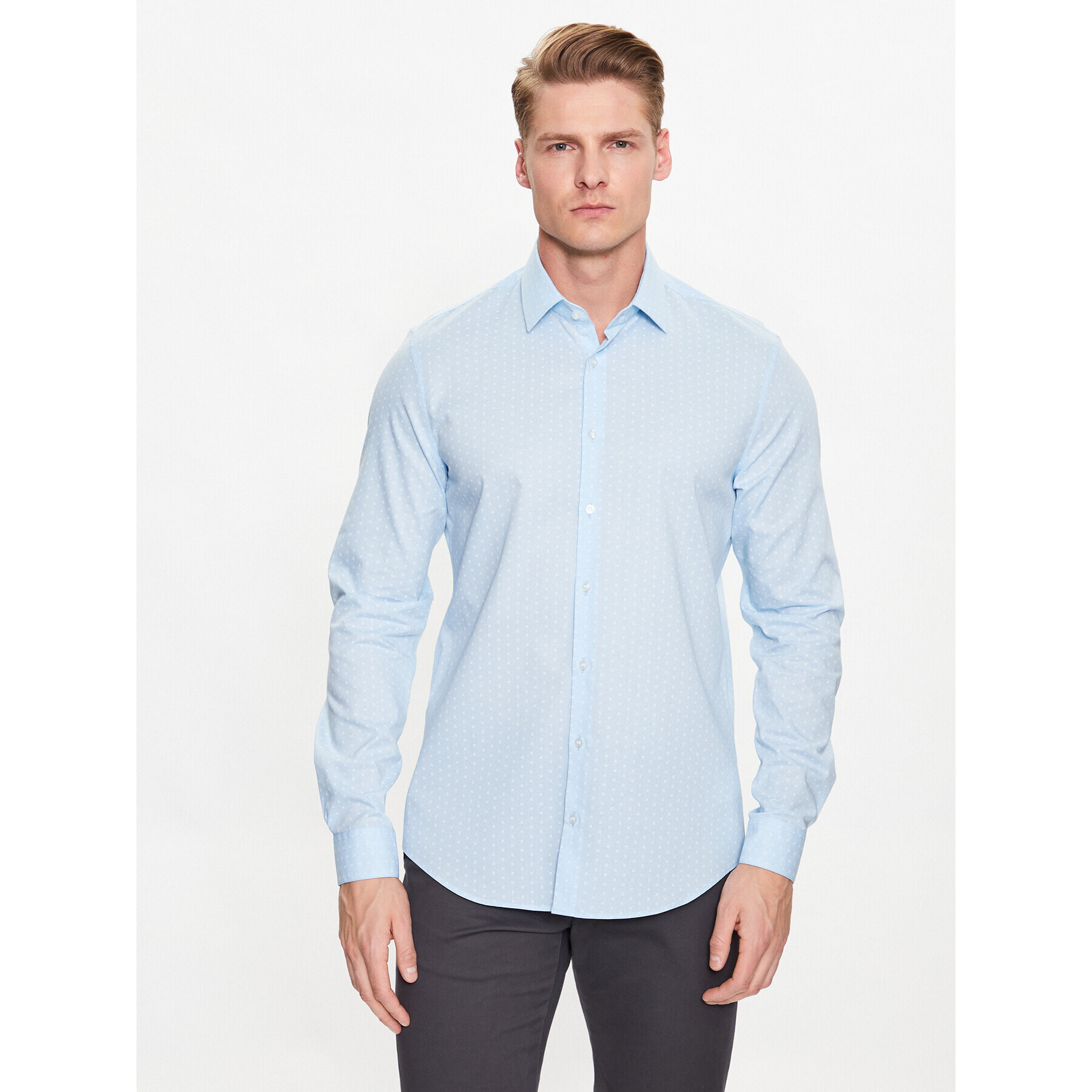 Calvin Klein Риза Chambray K10K111282 Син Slim Fit - Pepit.bg