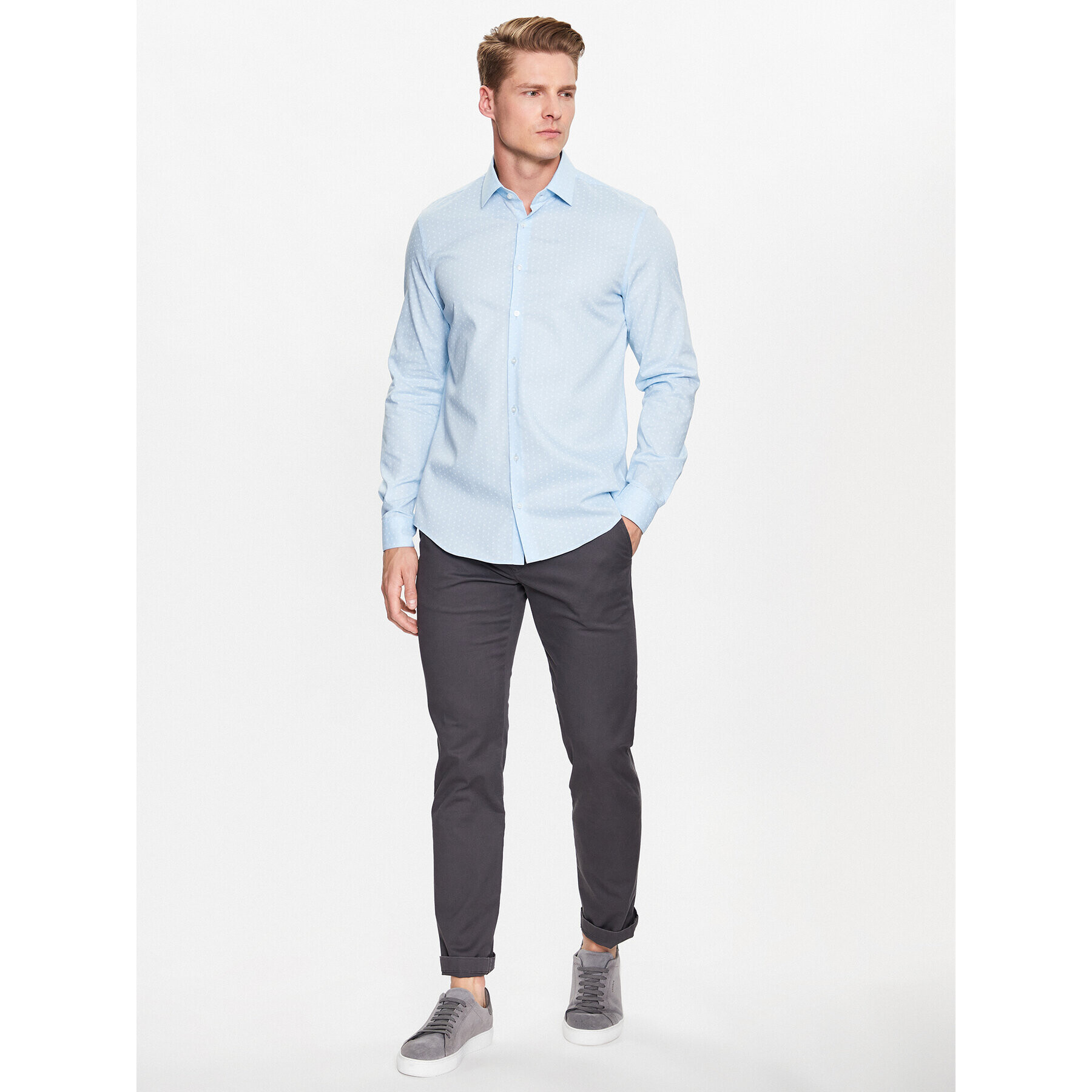 Calvin Klein Риза Chambray K10K111282 Син Slim Fit - Pepit.bg