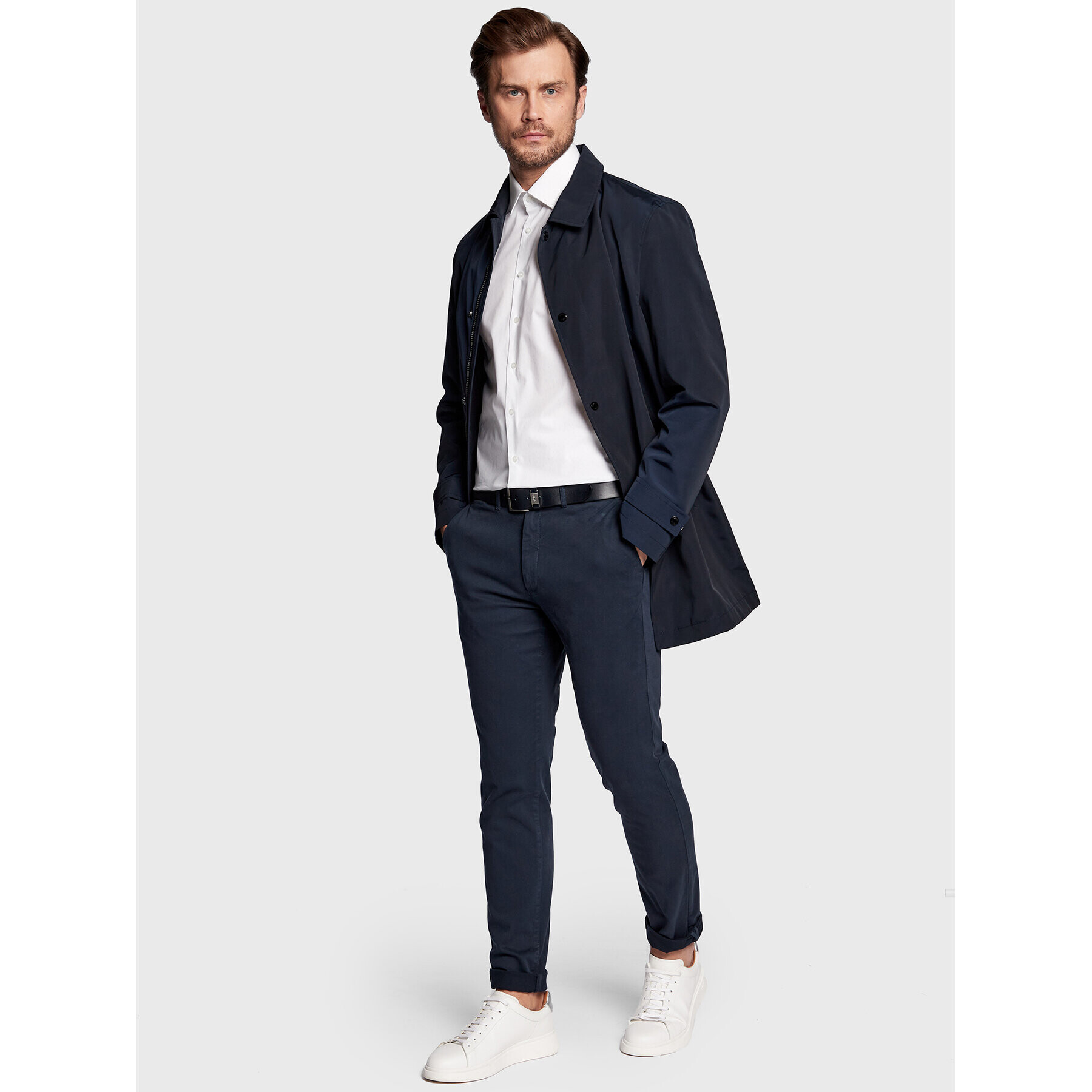Calvin Klein Риза Dash Print K10K110935 Бял Slim Fit - Pepit.bg