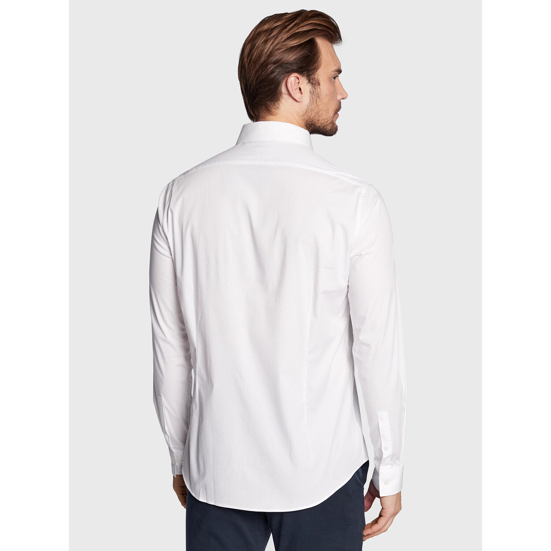 Calvin Klein Риза Dash Print K10K110935 Бял Slim Fit - Pepit.bg